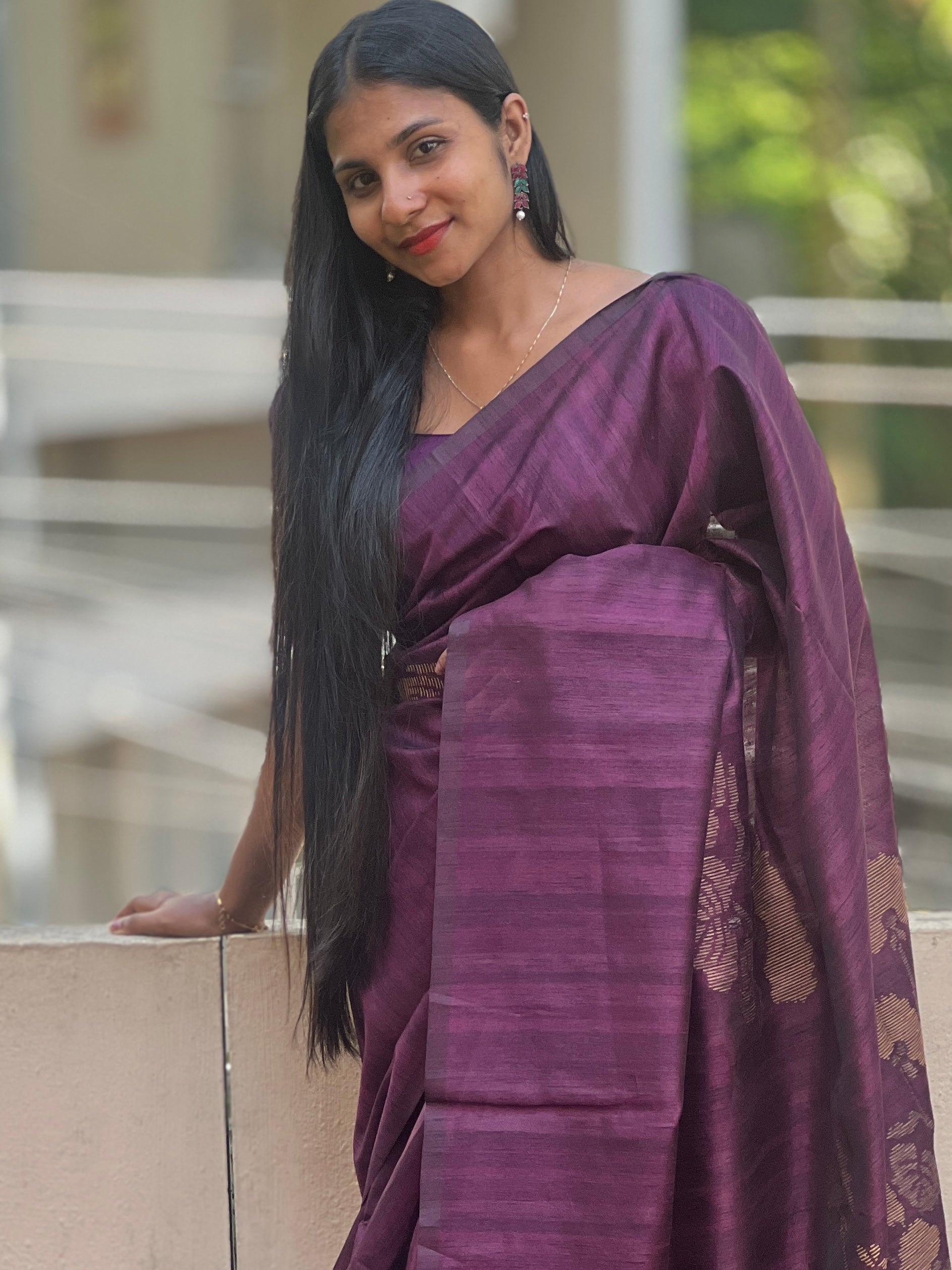 Jamdani Weaving Geecha Tussar Finish Saree | YNG351