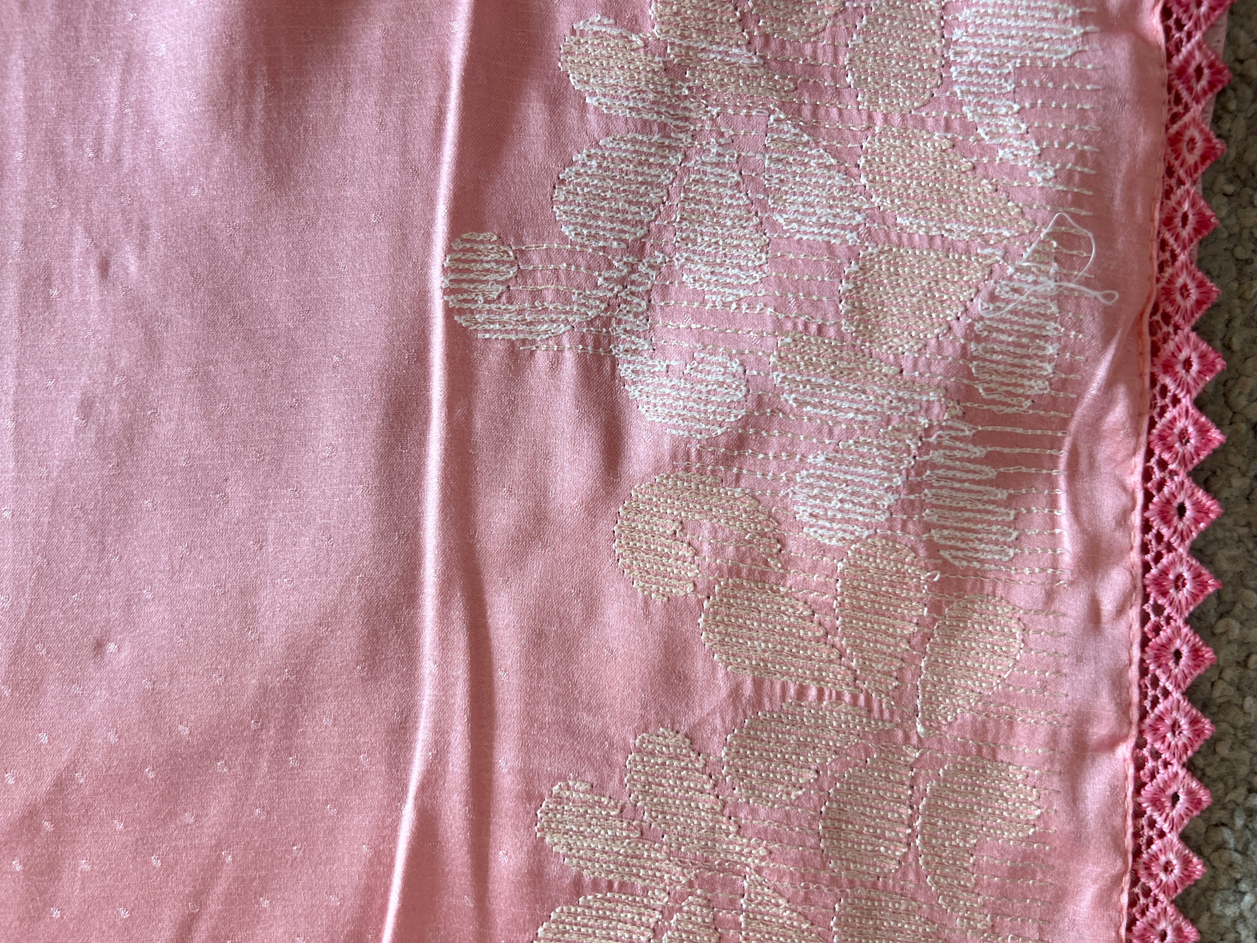 Machine Embroidery Detailed Dola Silk Saree | SUN157