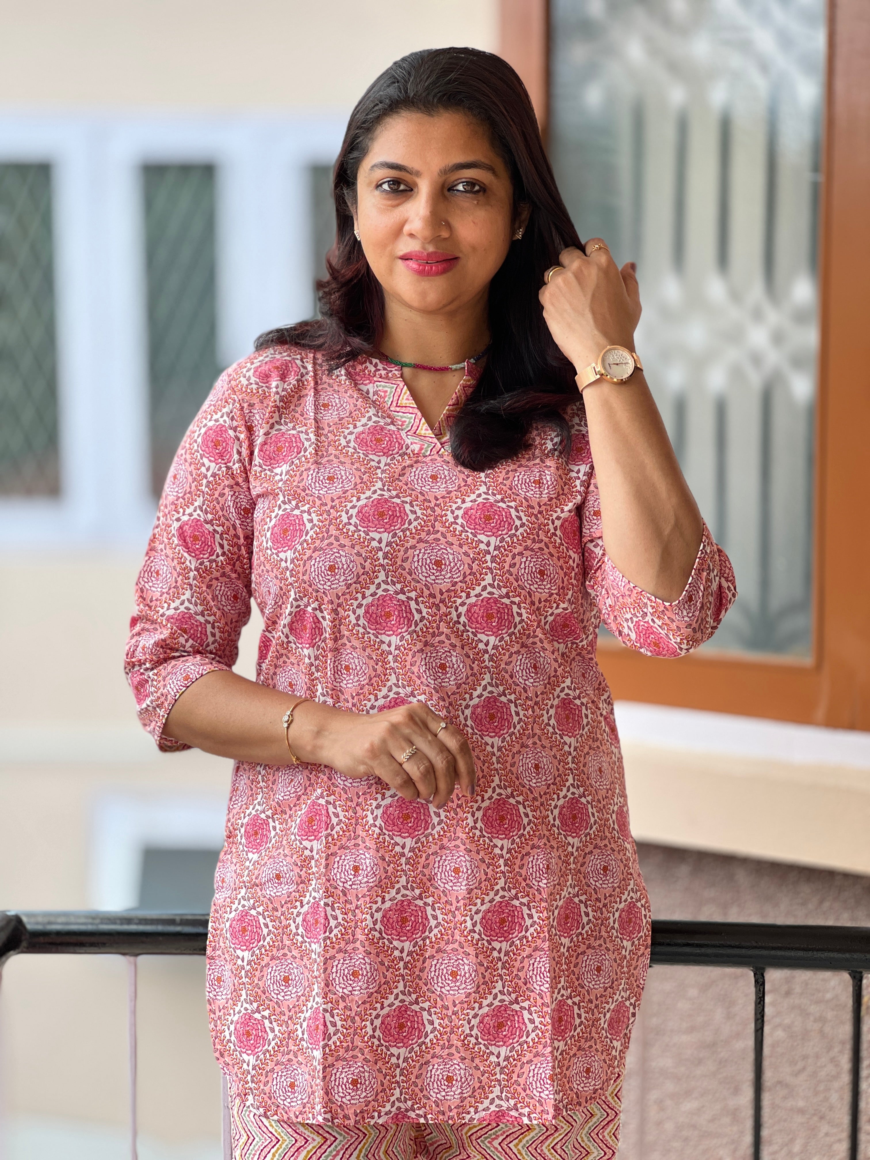 Screen Printed Cotton Kurta Set | OS297