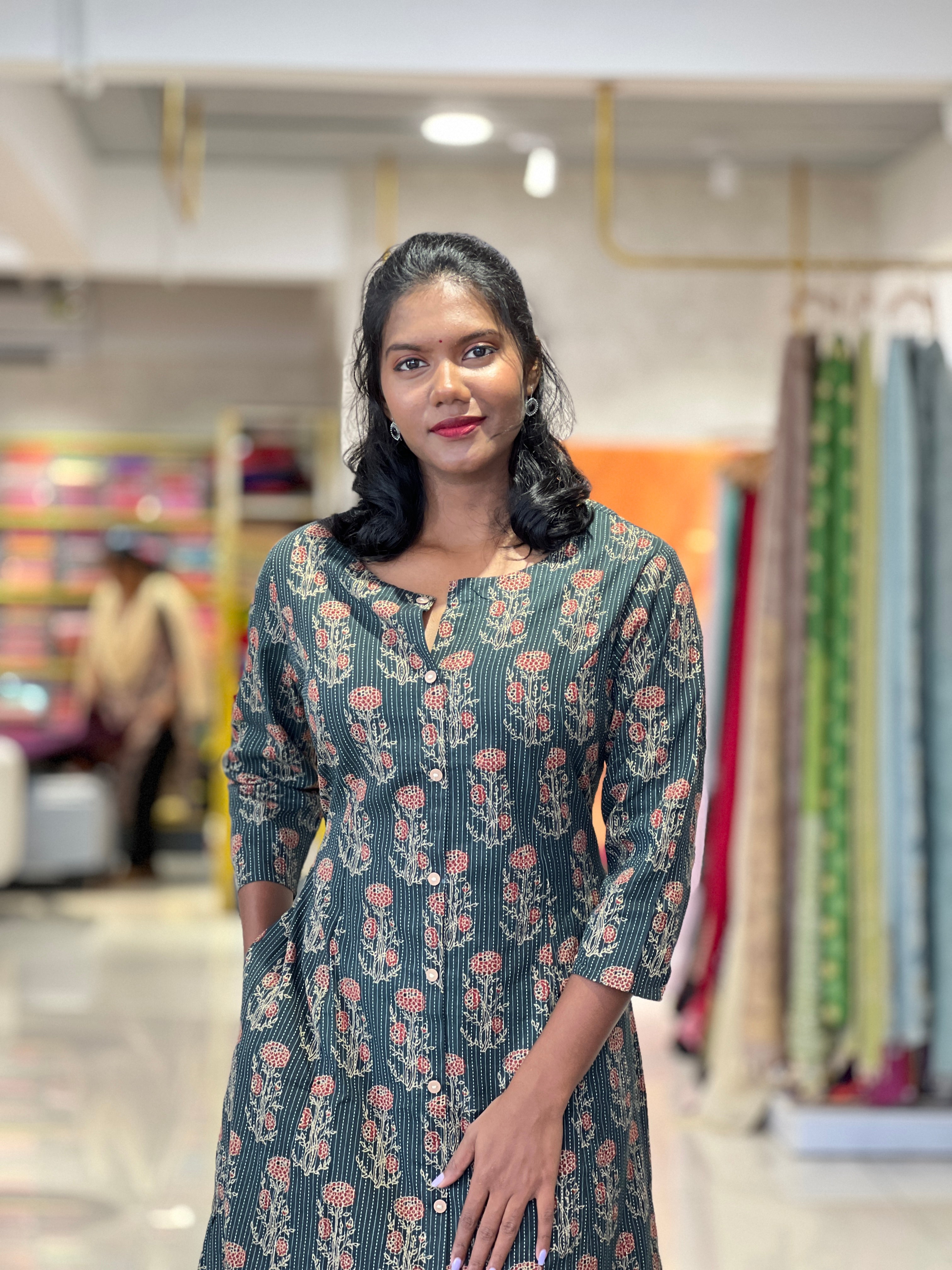 Print With Kantha Detailed Cotton Top & Bottom | NCF288