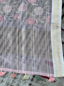 Floral Embroidered Organza Saree | RGD550