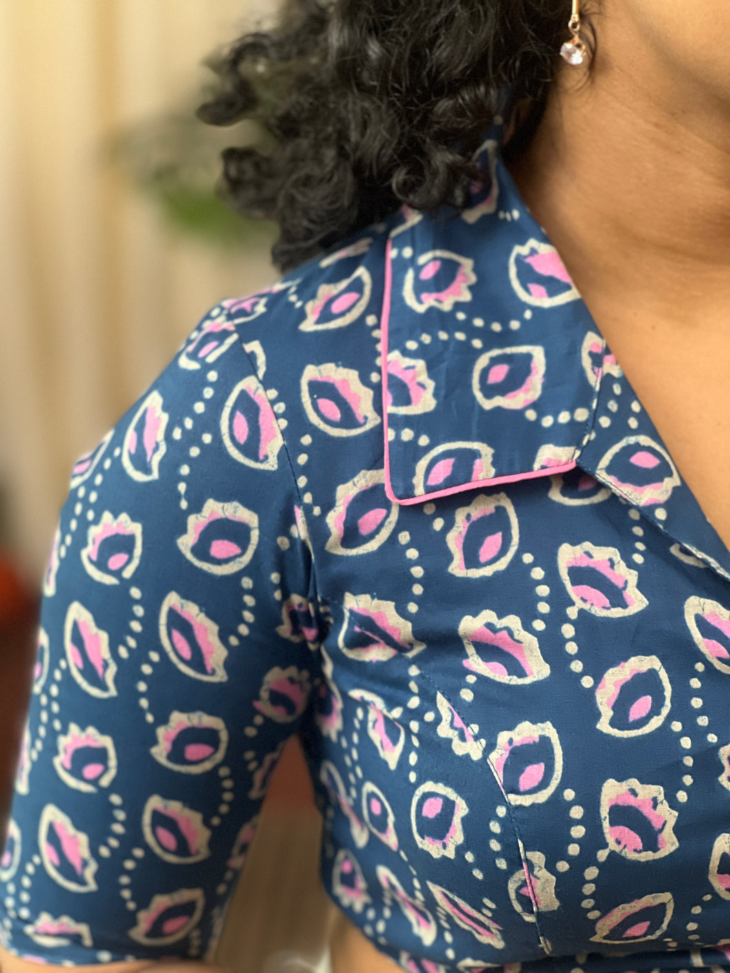 Batik Inspired Printed Cotton Blouse | IT109