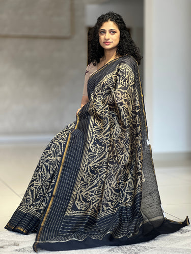 Batik Printed Chanderi Silk Saree | RGD428