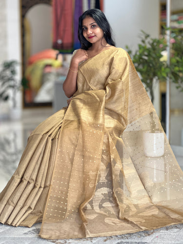 Metal Pital Detailed Pure Matka Saree  | UA101