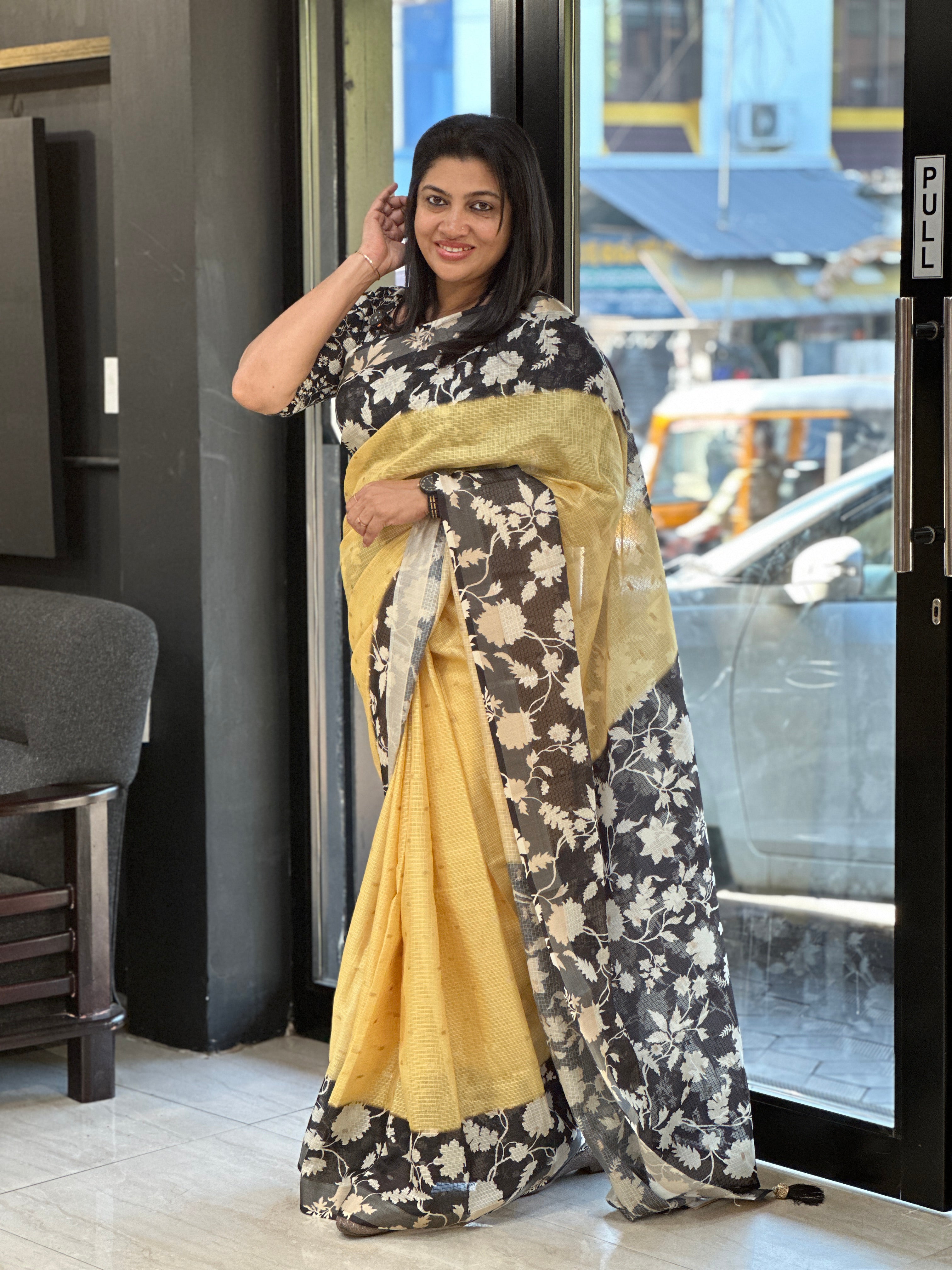 Floral Printed Silky Kota Saree | HT387