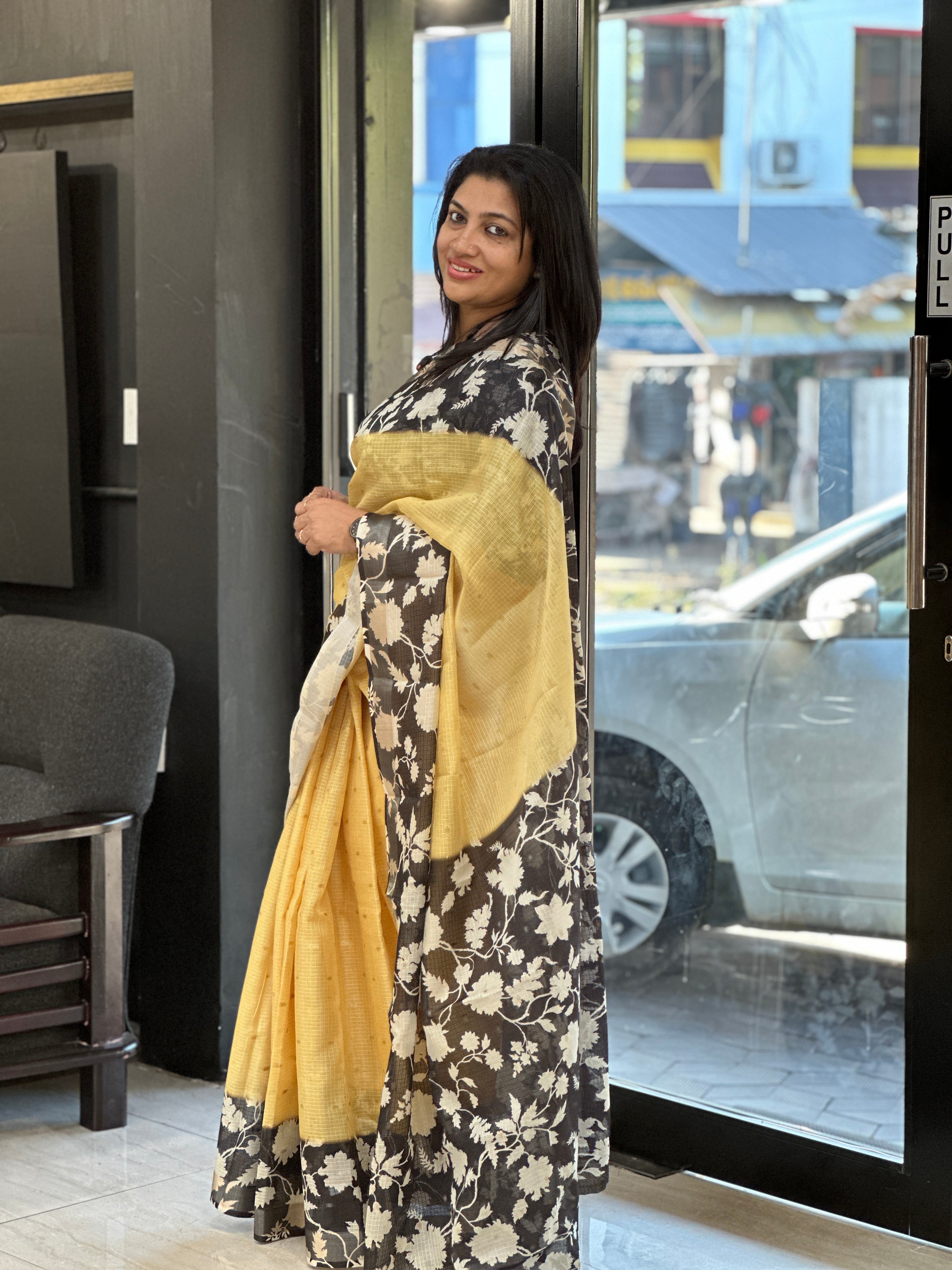 Floral Printed Silky Kota Saree | HT387