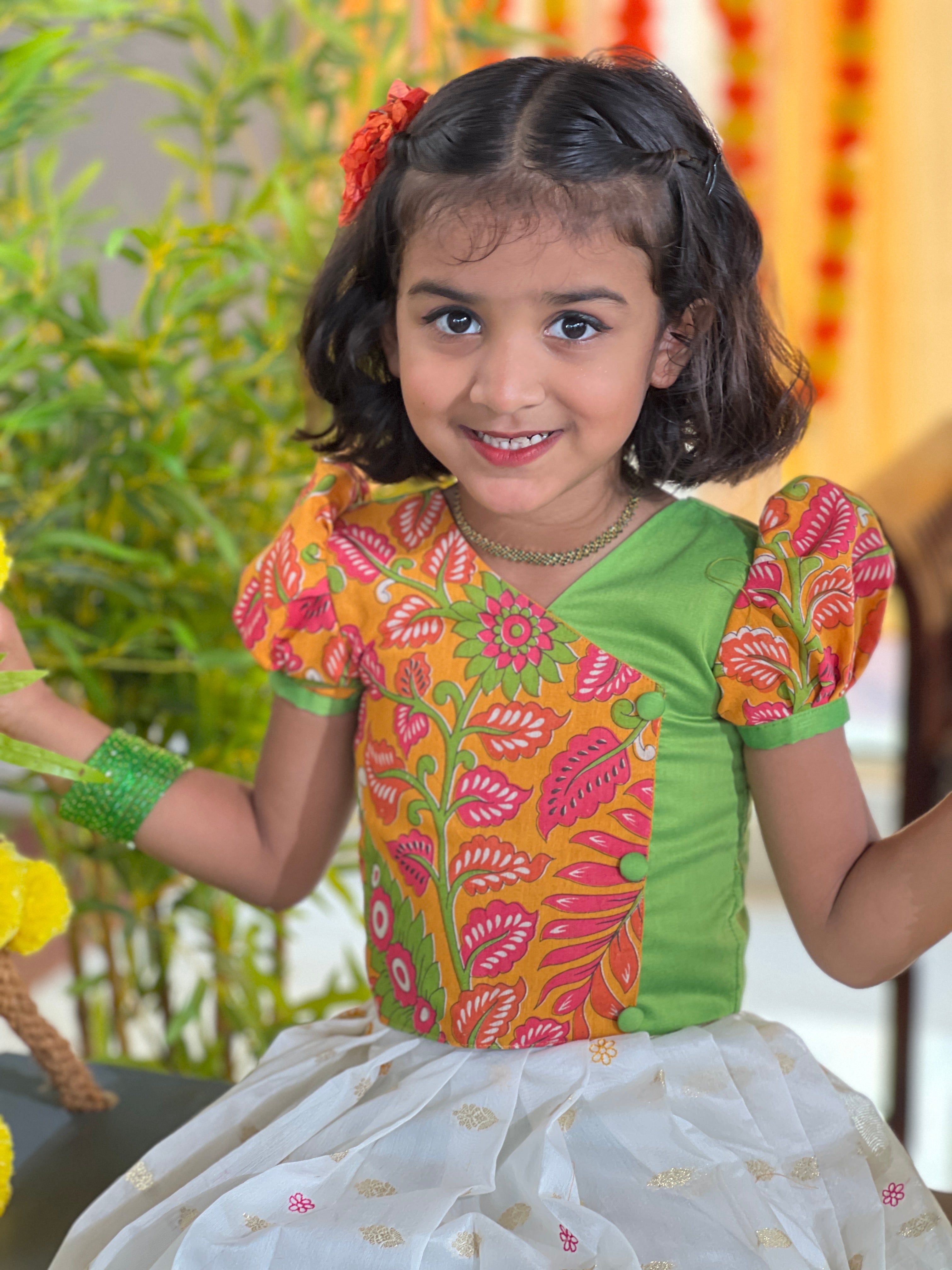 Printed Chanderi Cotton Unstitched Blouse Material | ONK106