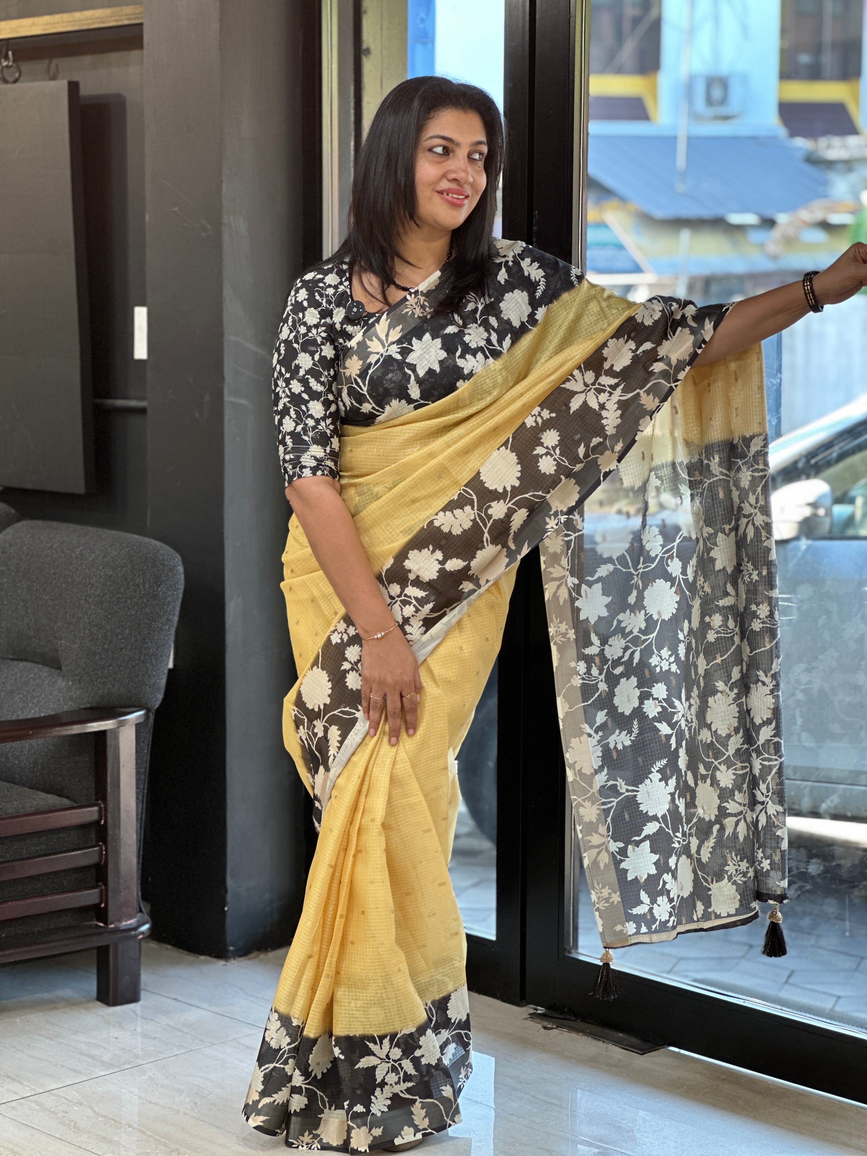Floral Printed Silky Kota Saree | HT387