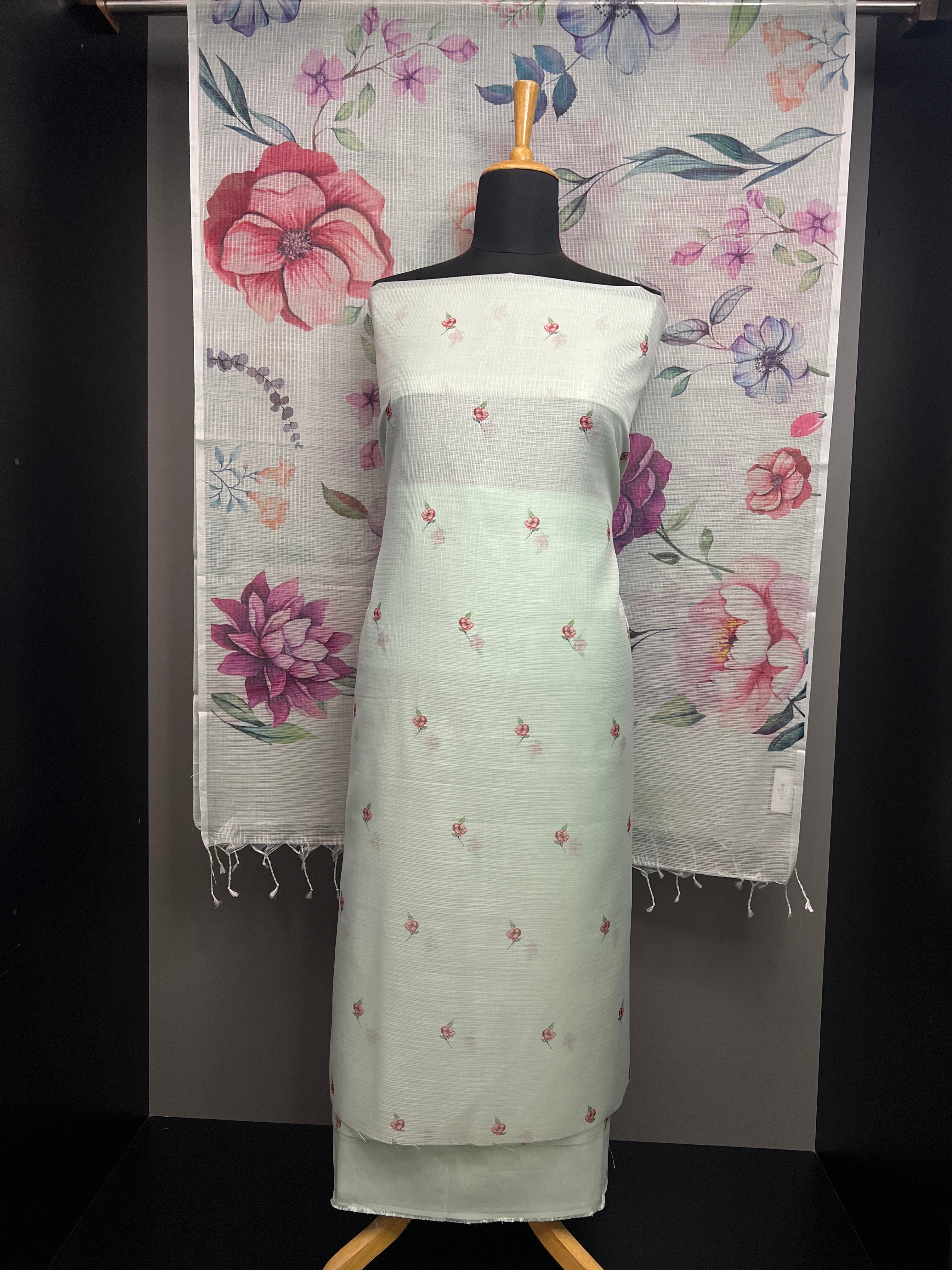 Floral Digital Print Detailed Silky Kota Salwar Set | MR264