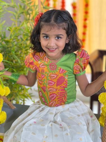 Printed Chanderi Cotton Unstitched Blouse Material | ONK106