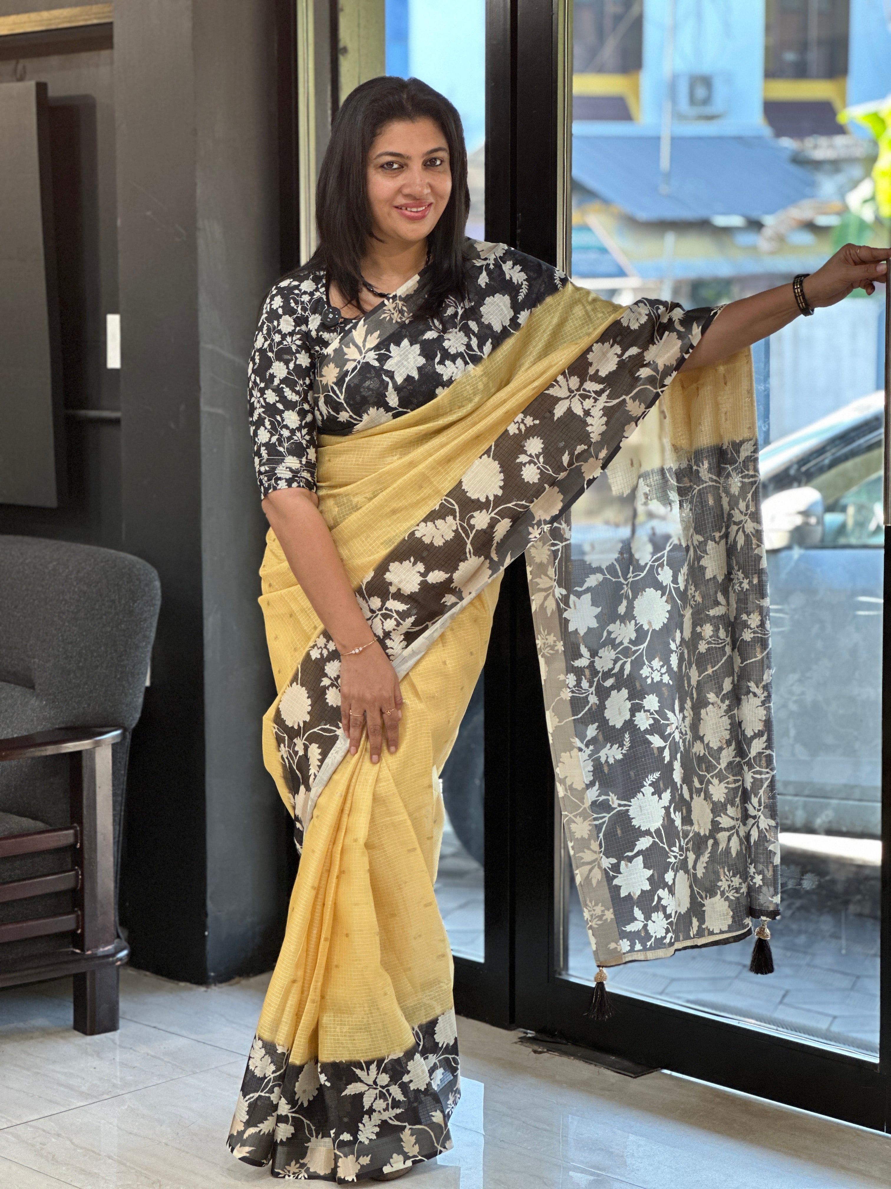 Floral Printed Silky Kota Saree | HT387