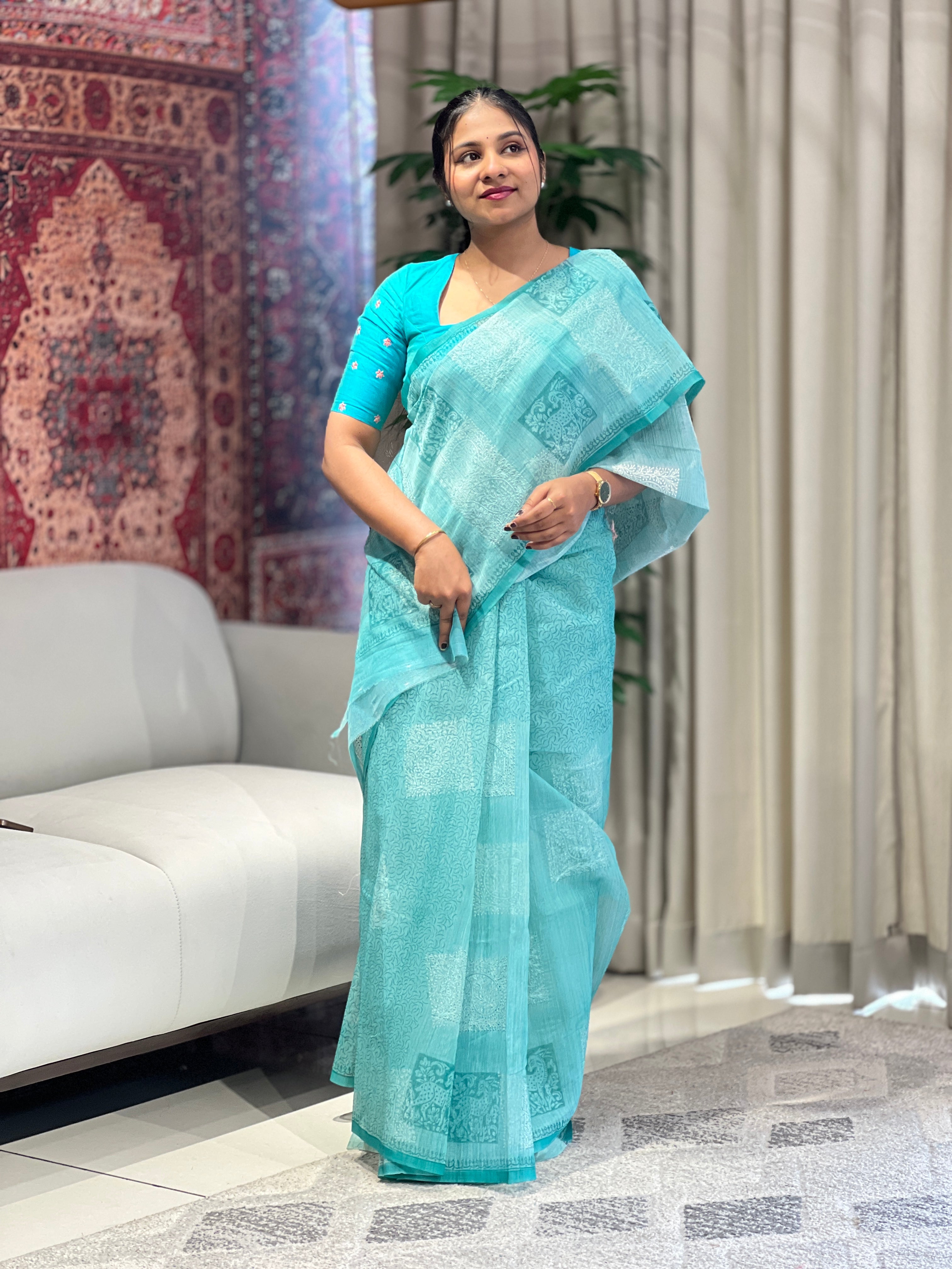 Machine Embroidery Detailed Supernet Kota Saree | YNG789