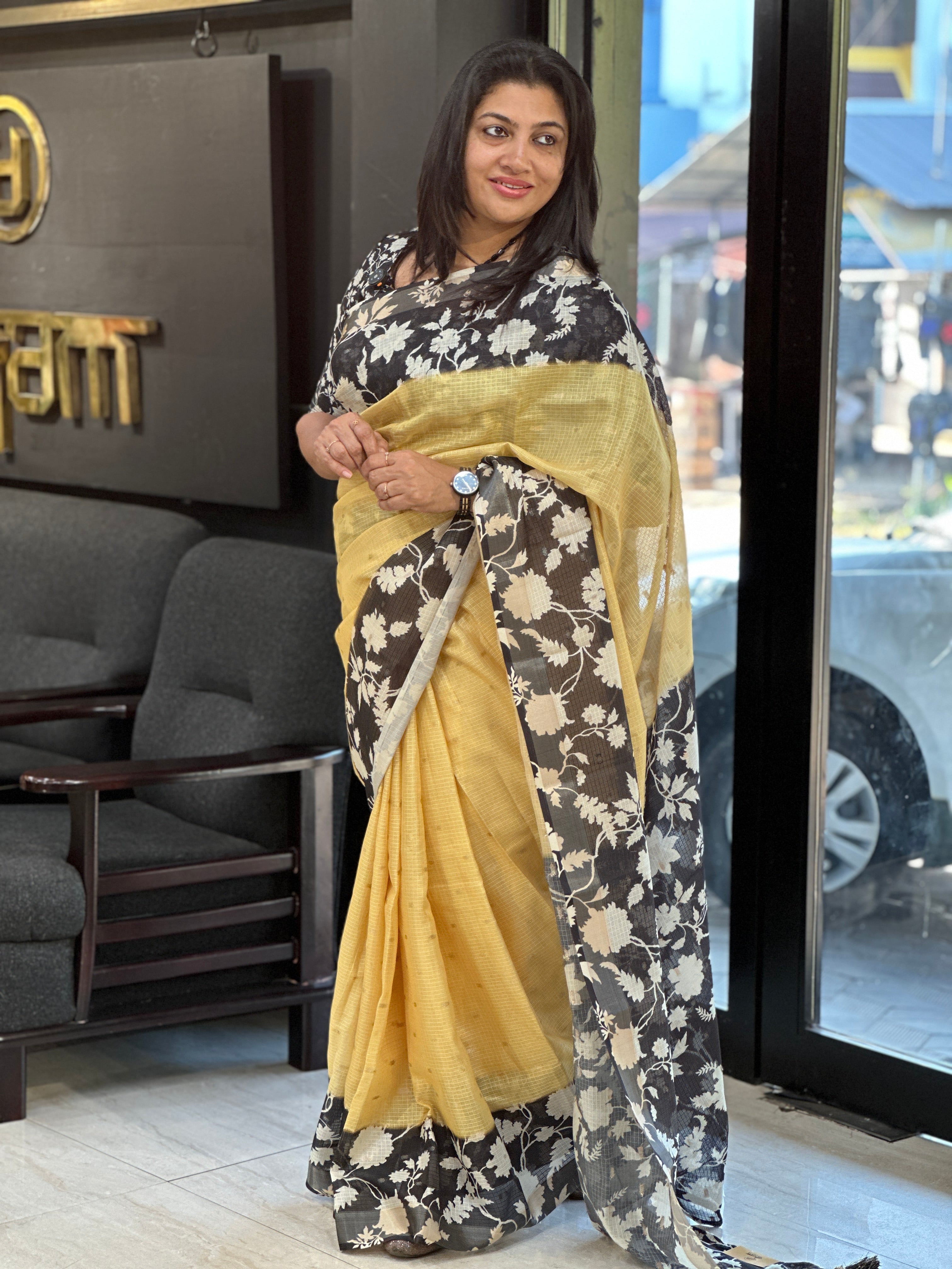 Floral Printed Silky Kota Saree | HT387