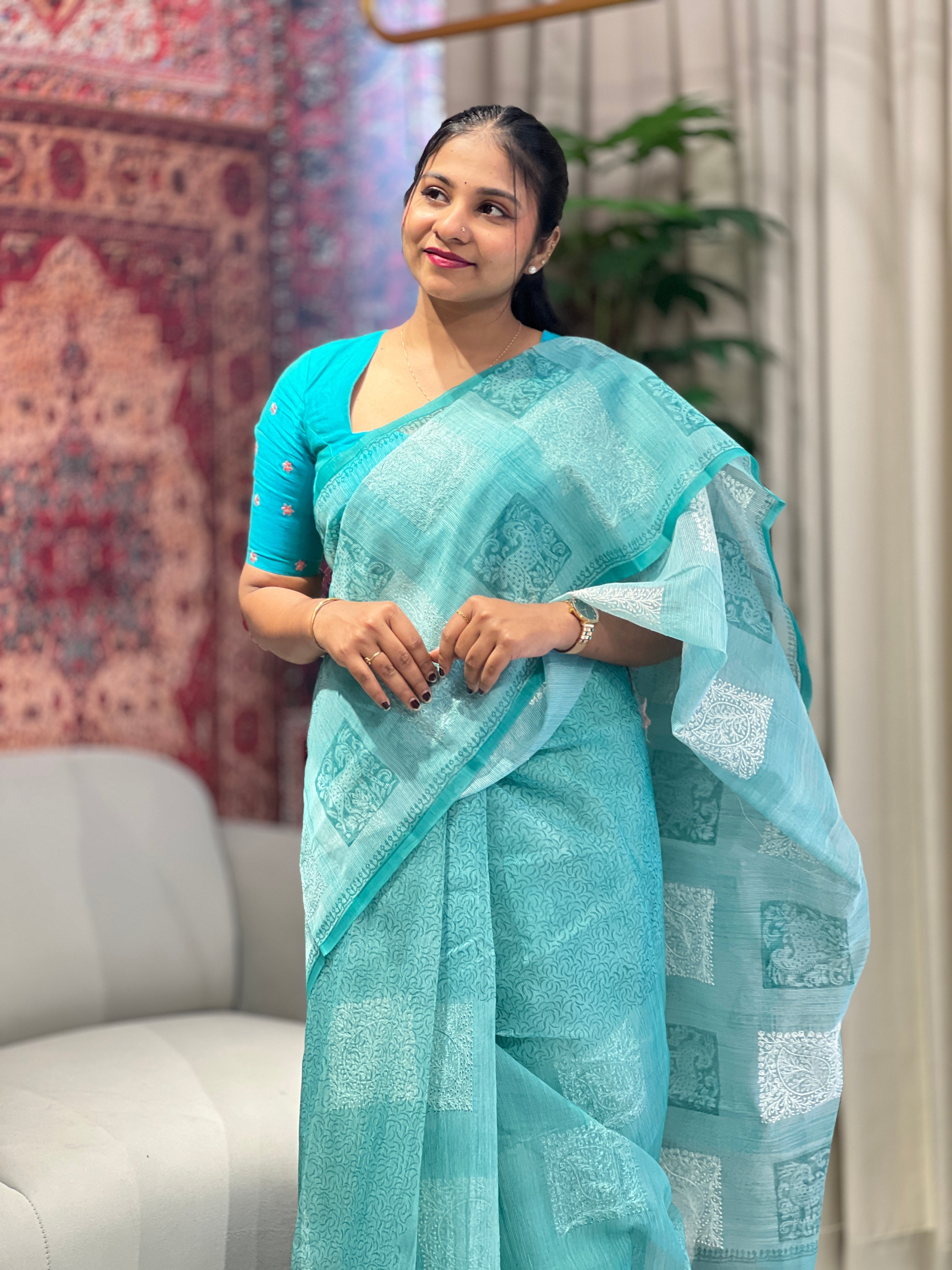 Machine Embroidery Detailed Supernet Kota Saree | YNG789