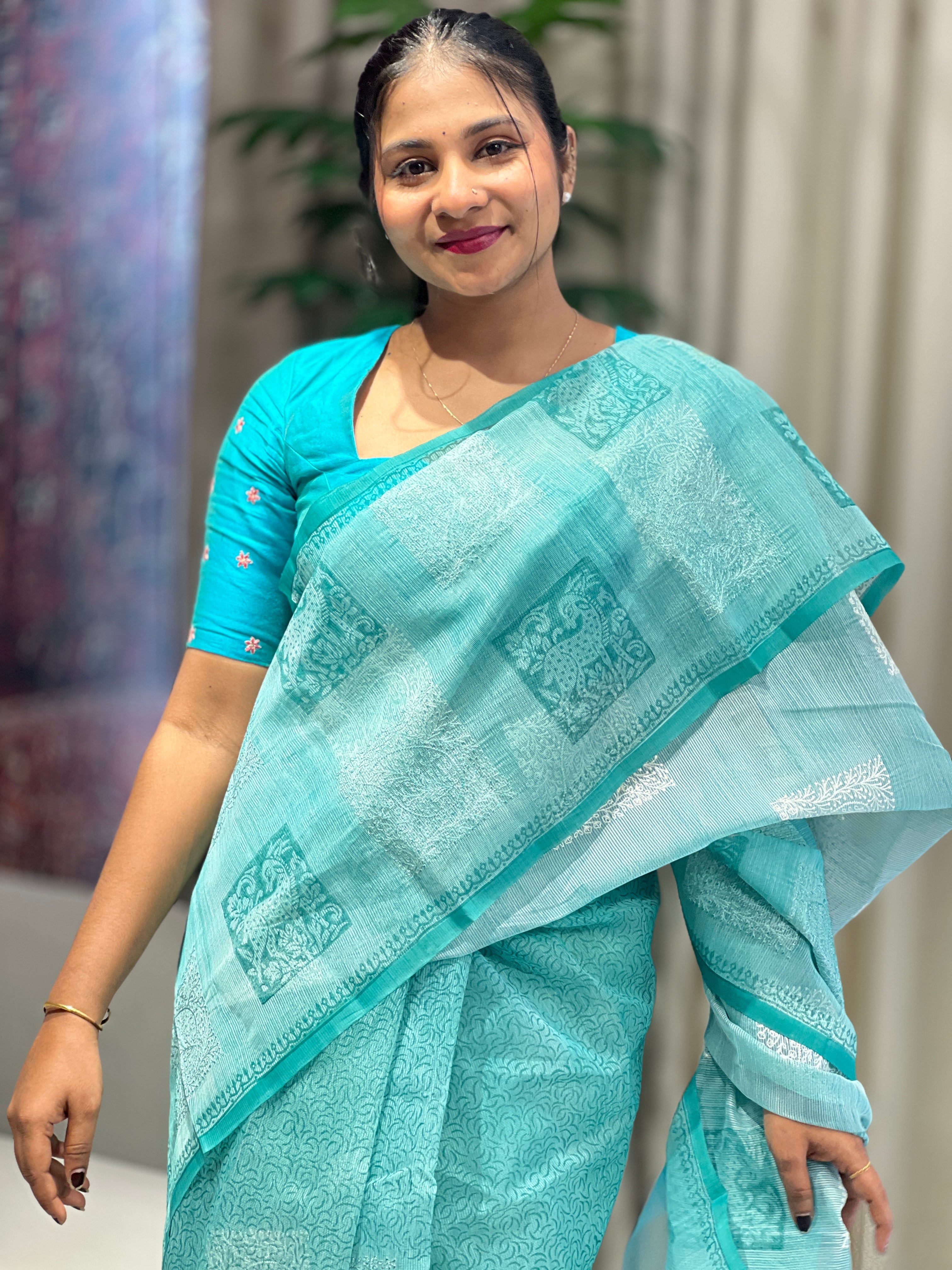 Machine Embroidery Detailed Supernet Kota Saree | YNG789