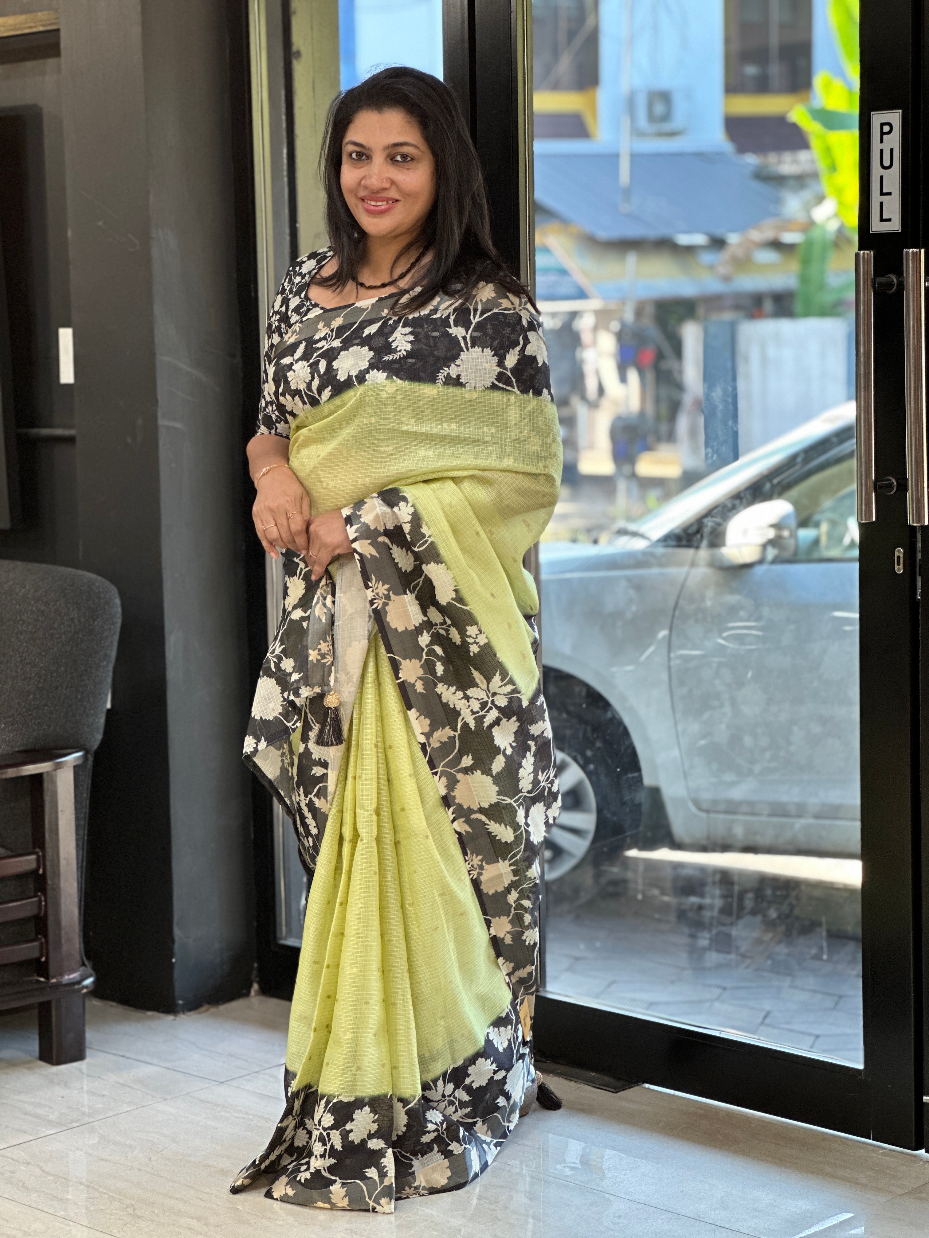 Floral Printed Silky Kota Saree | HT389