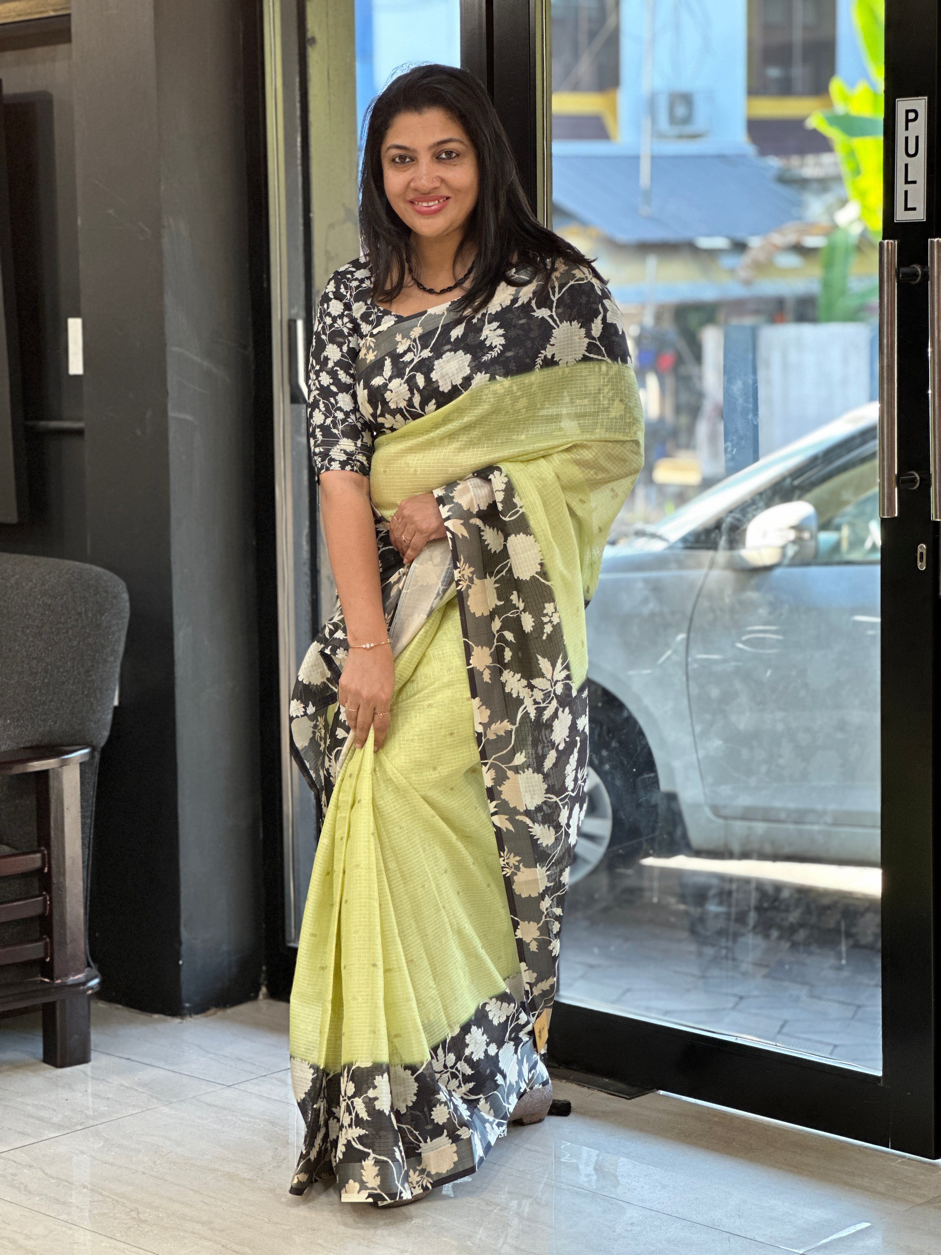 Floral Printed Silky Kota Saree | HT389