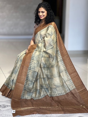 Block Printed Chanderi Silk Saree | RGD544