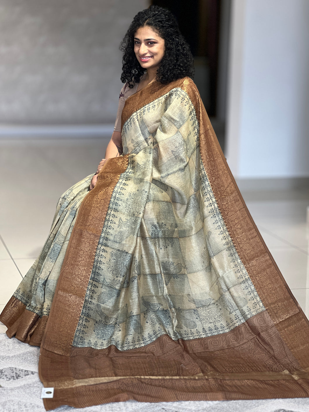 Block Printed Chanderi Silk Saree | RGD544