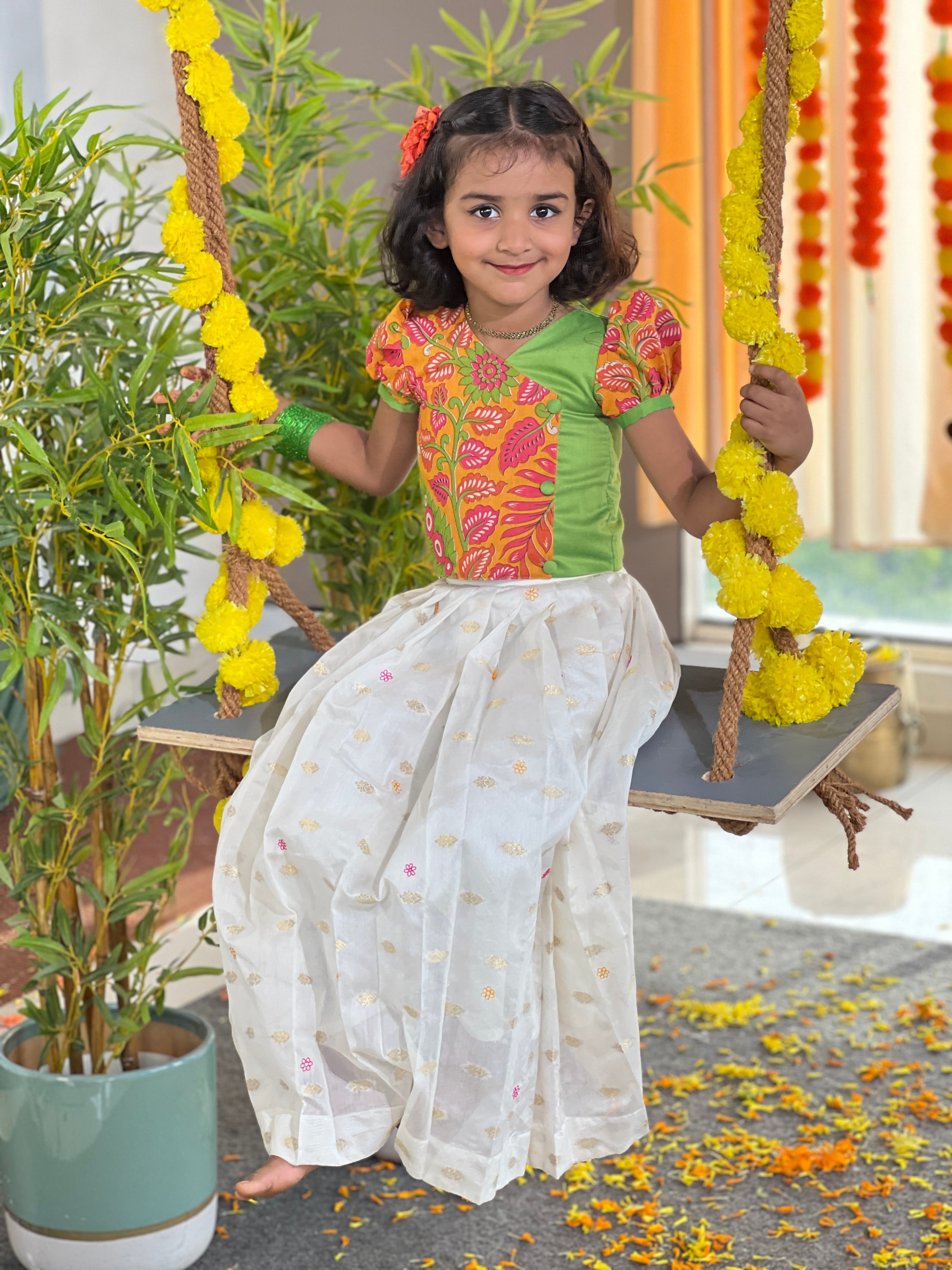 Printed Chanderi Cotton Unstitched Blouse Material | ONK106