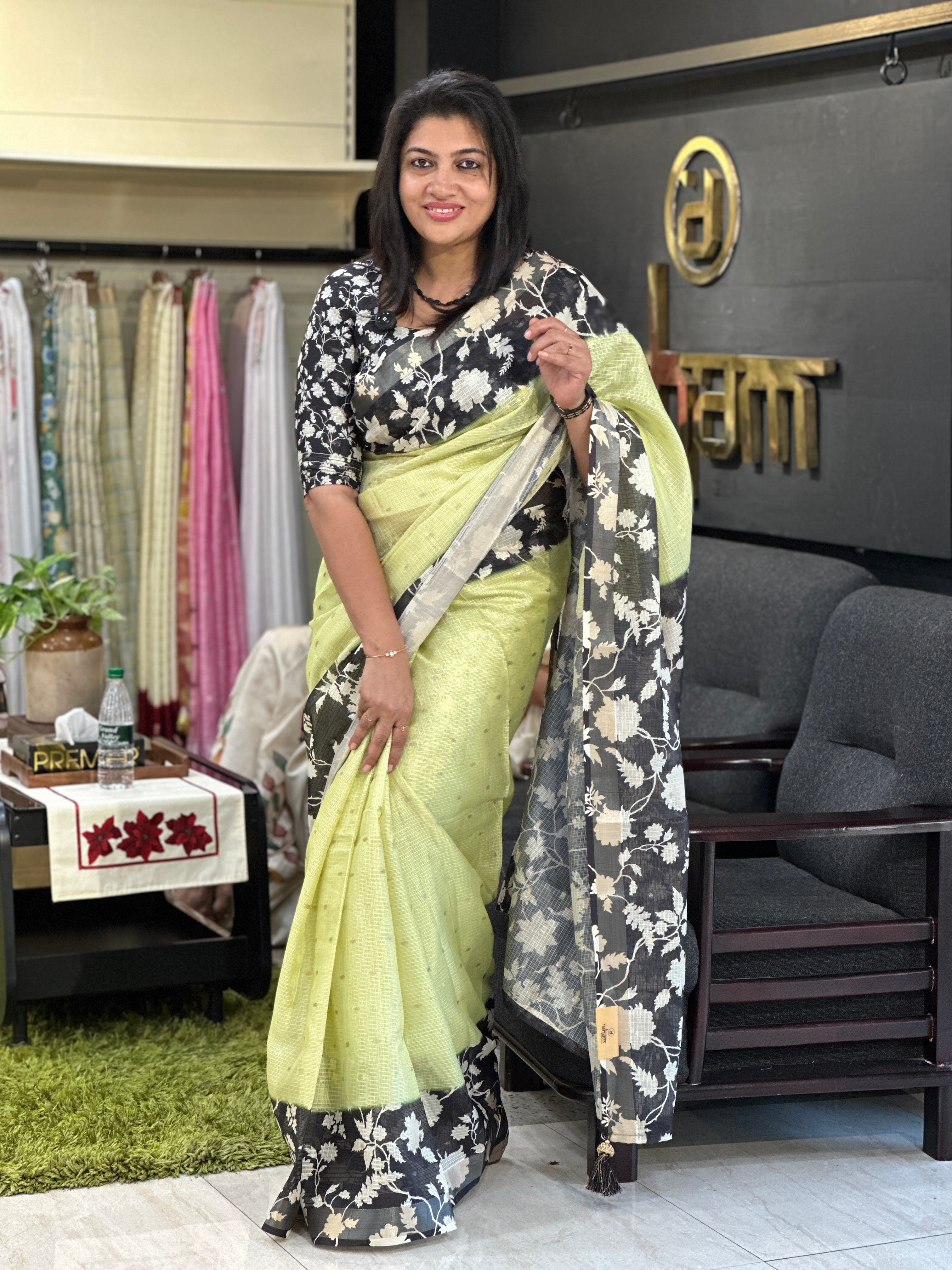 Floral Printed Silky Kota Saree | HT389