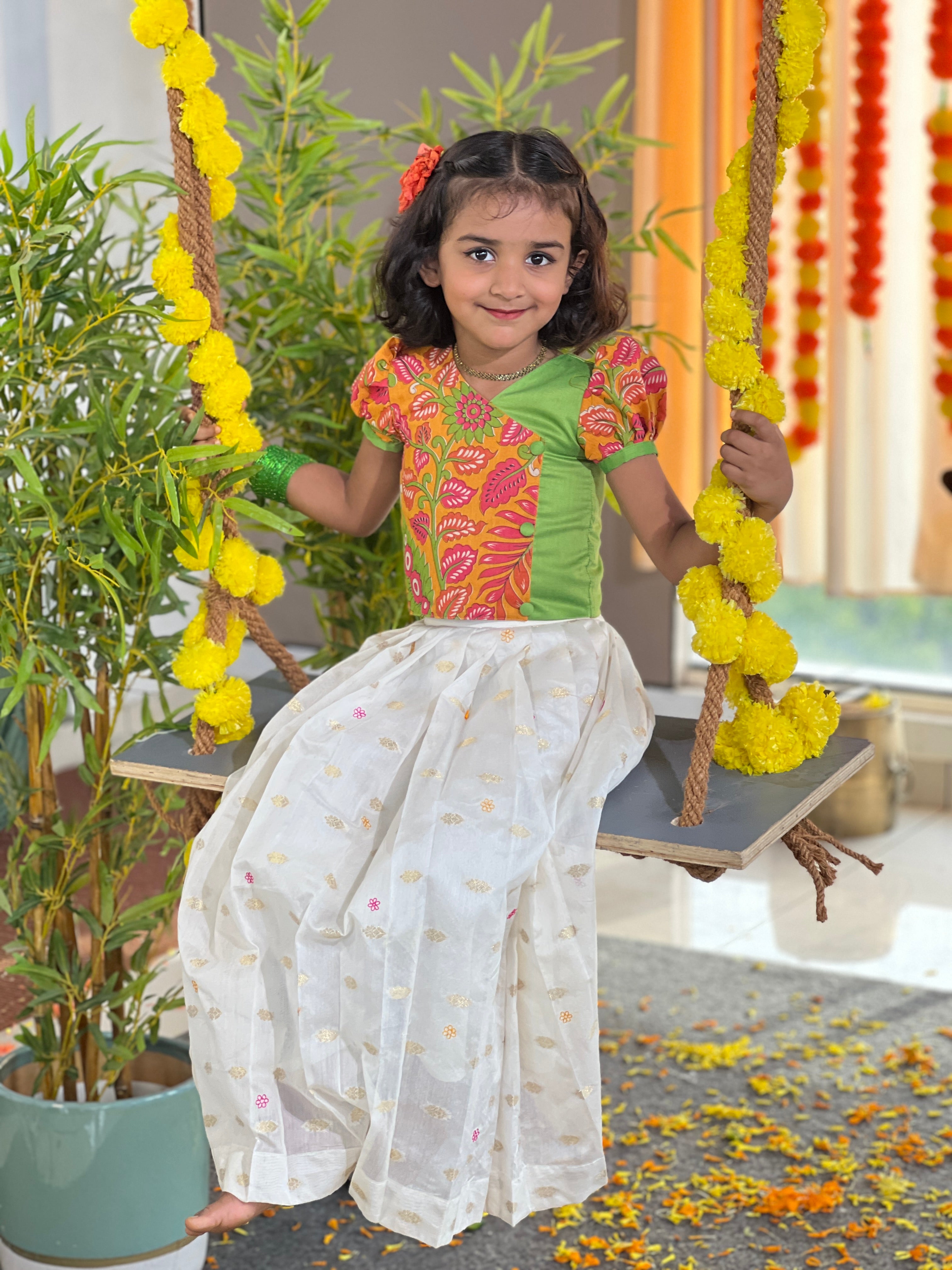 Printed Chanderi Cotton Unstitched Blouse Material | ONK106