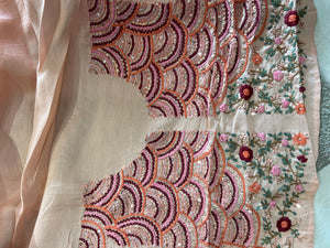 Floral Embroidered Silk Organza Saree |  SBS343