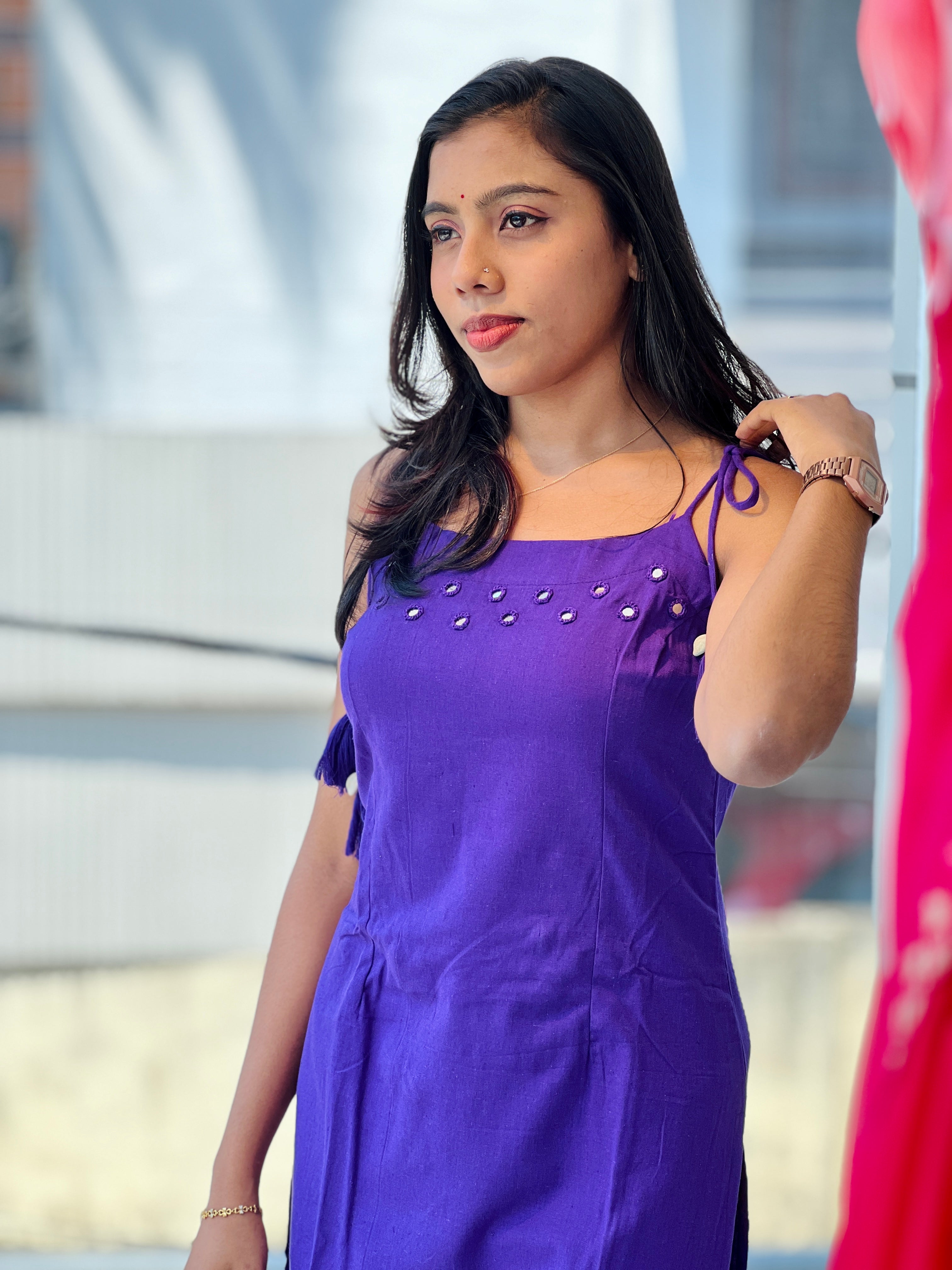 Mirror Detailed South Cotton Kurta Top & Bottom | SJL115