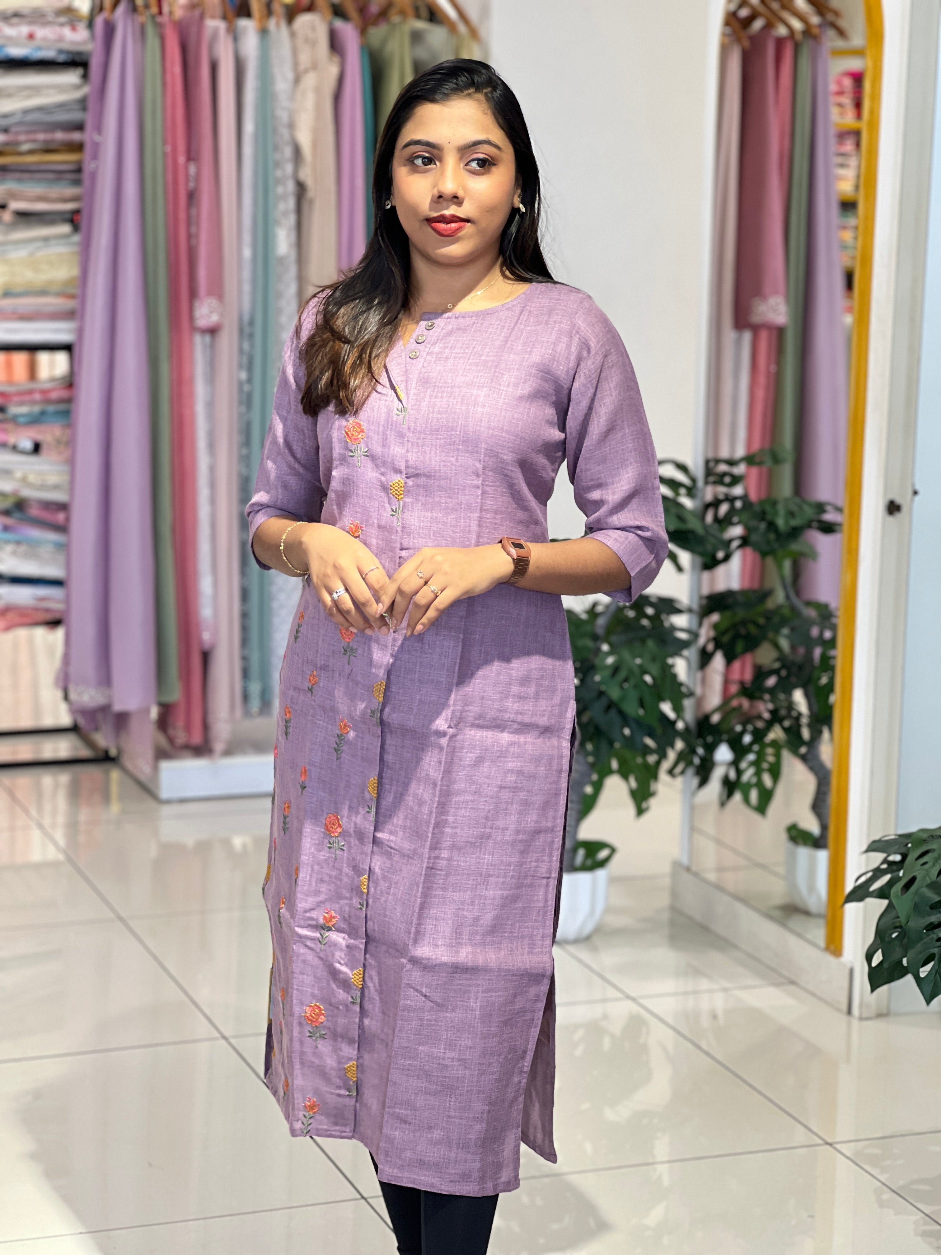 Floral Buta Printed LInen Cotton Kurta |MSN228