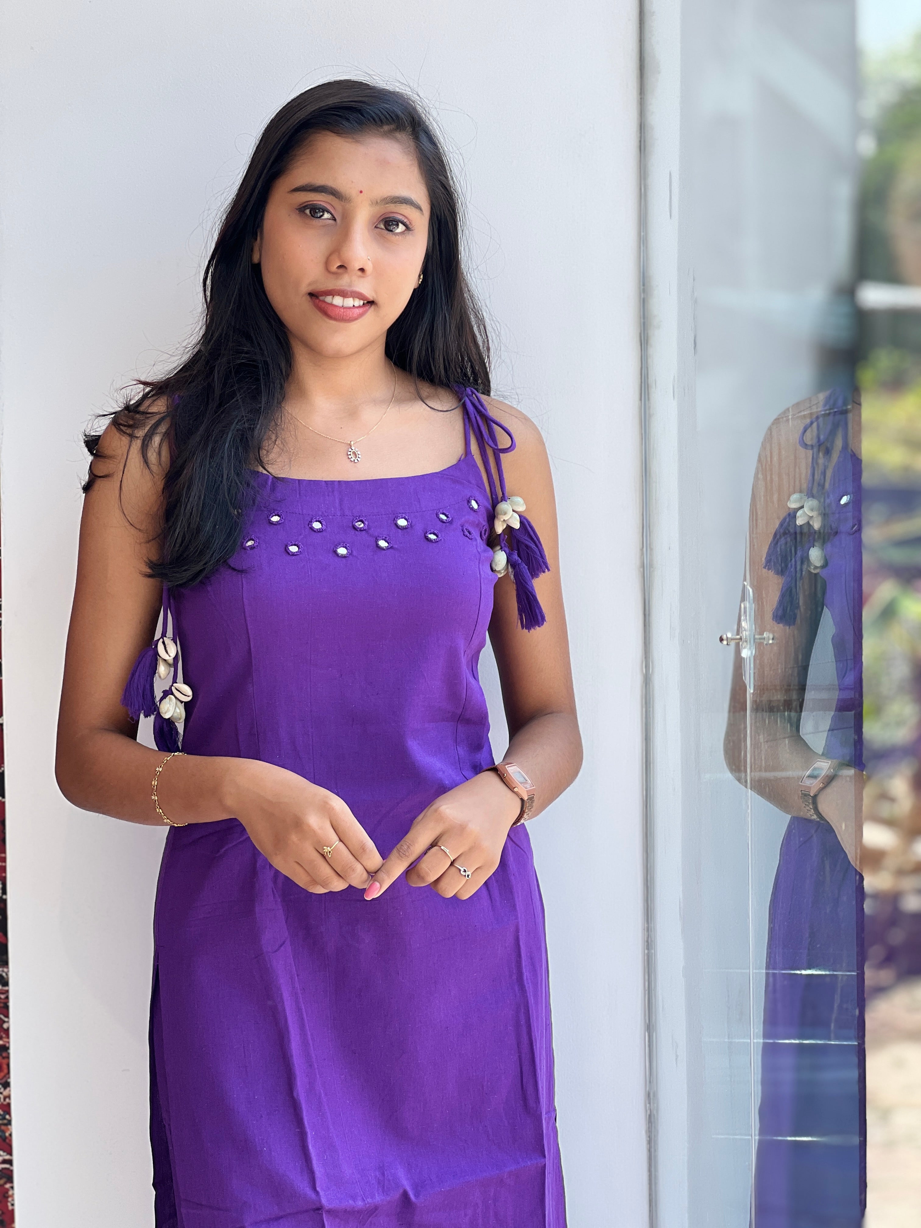 Mirror Detailed South Cotton Kurta Top & Bottom | SJL115