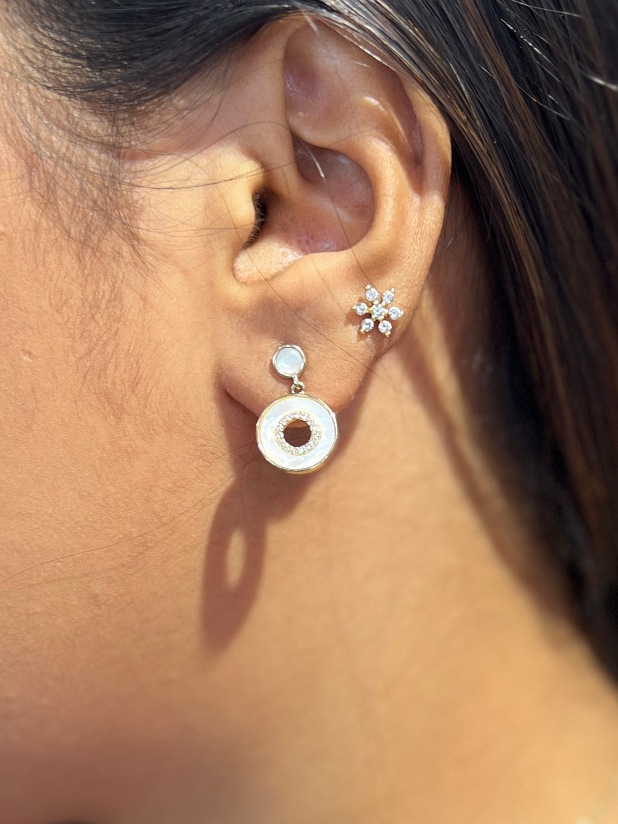 Ivory Halo Drop Earrings | JE163