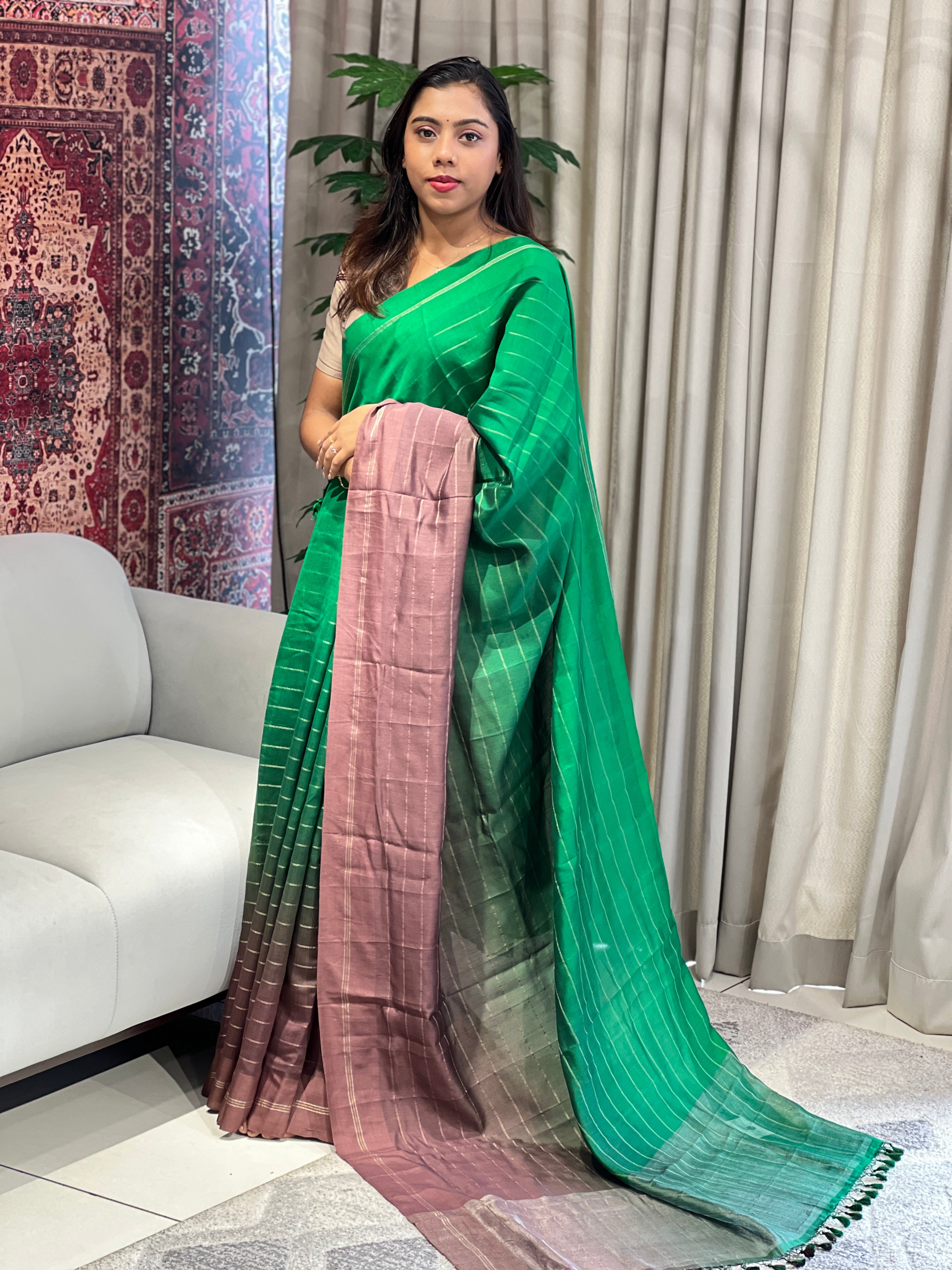 Zari Stripe Woven Pure Banarasi Saree | YNG817