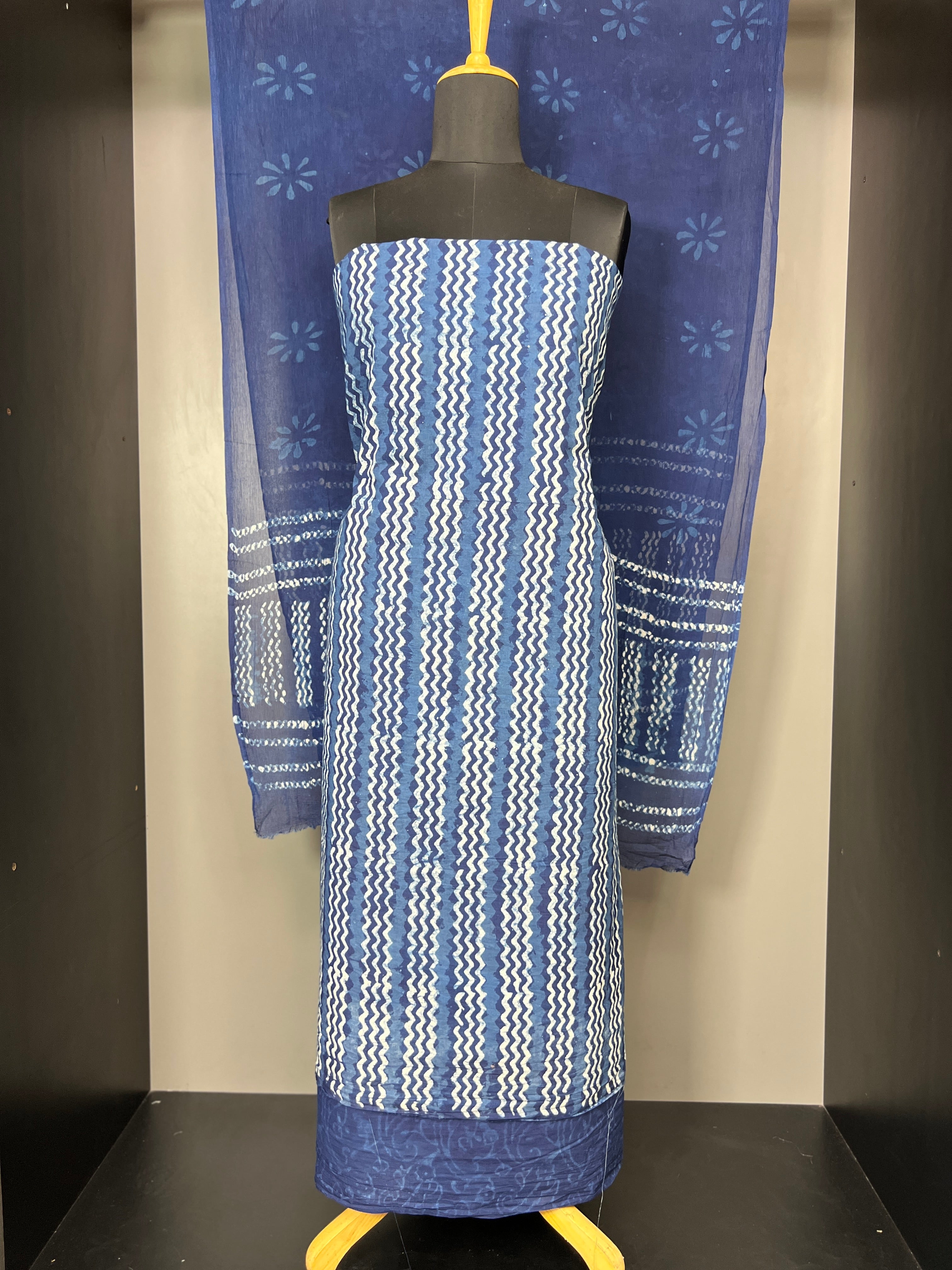 Zigzag Print Patterned Cotton Salwar Set | JKL474