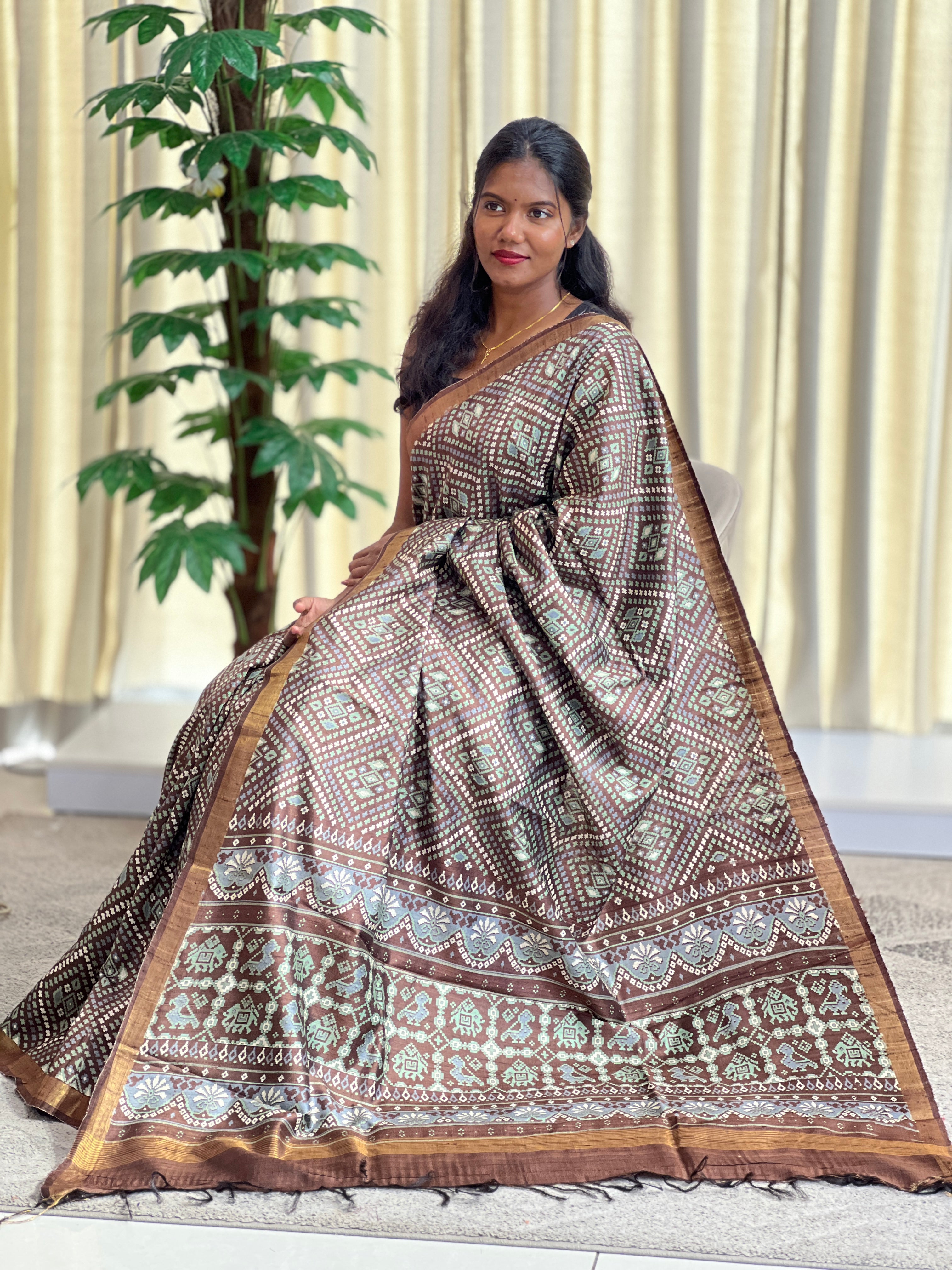 Screen Printed Raw Silk Saree | HS1426