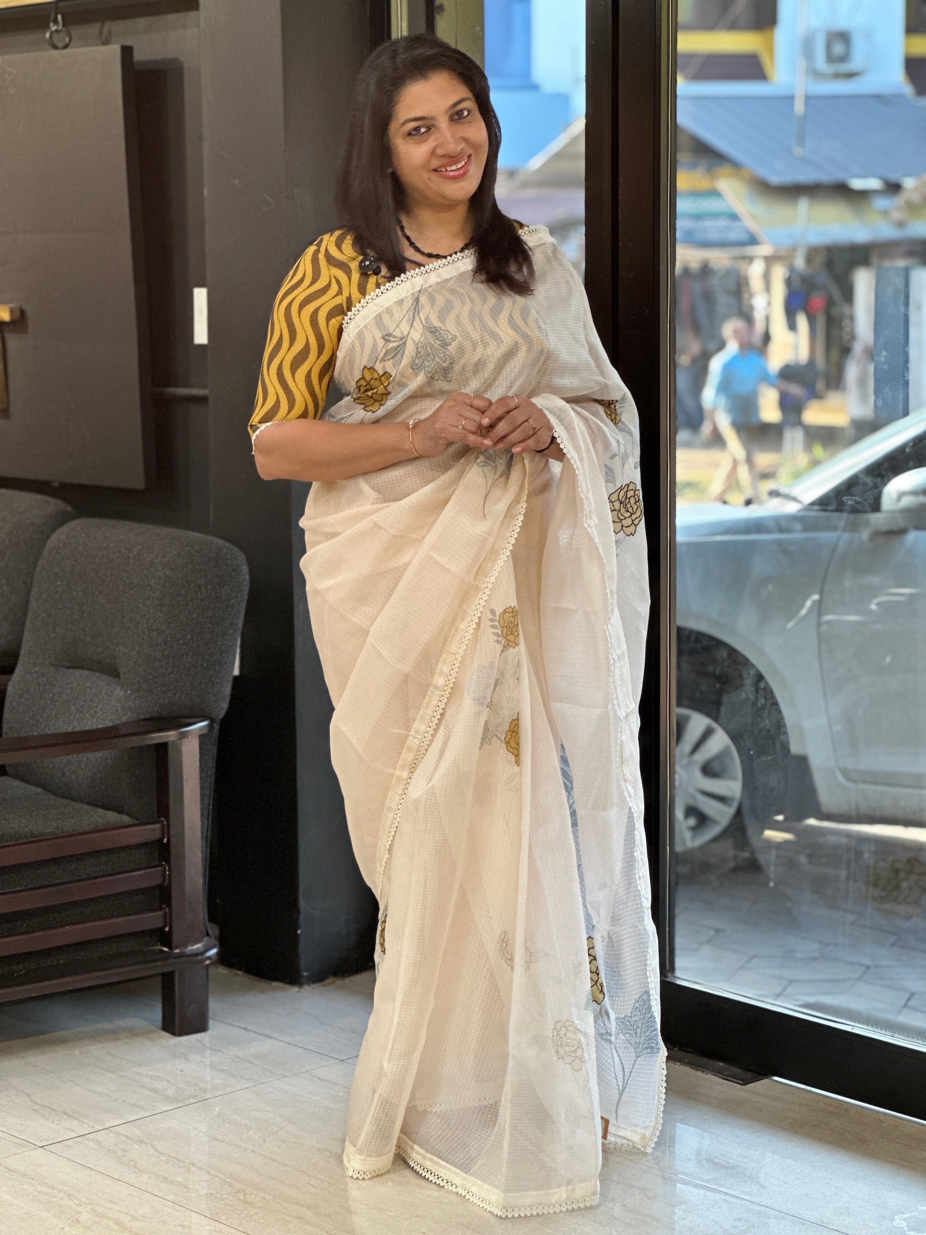 Floral Digital Printed Silky Kota Saree | HT408