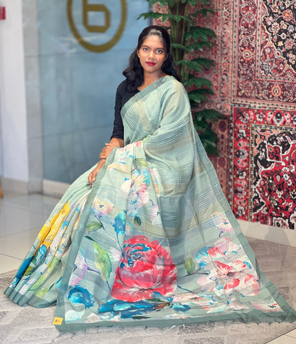 Floral Digital Printed Tussar Saree | MR170