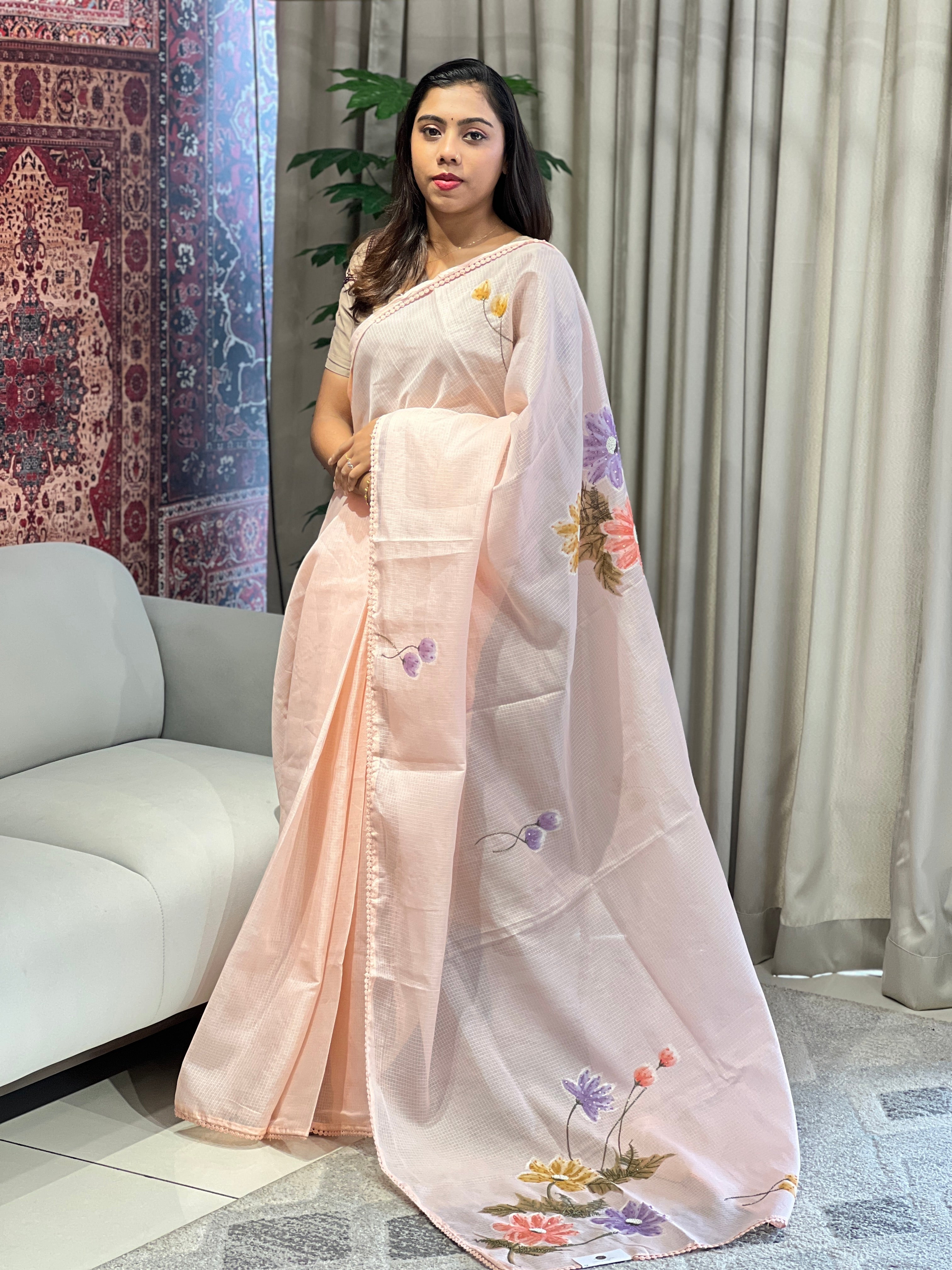 Floral Patterned Silky Kota Saree | BLD1851
