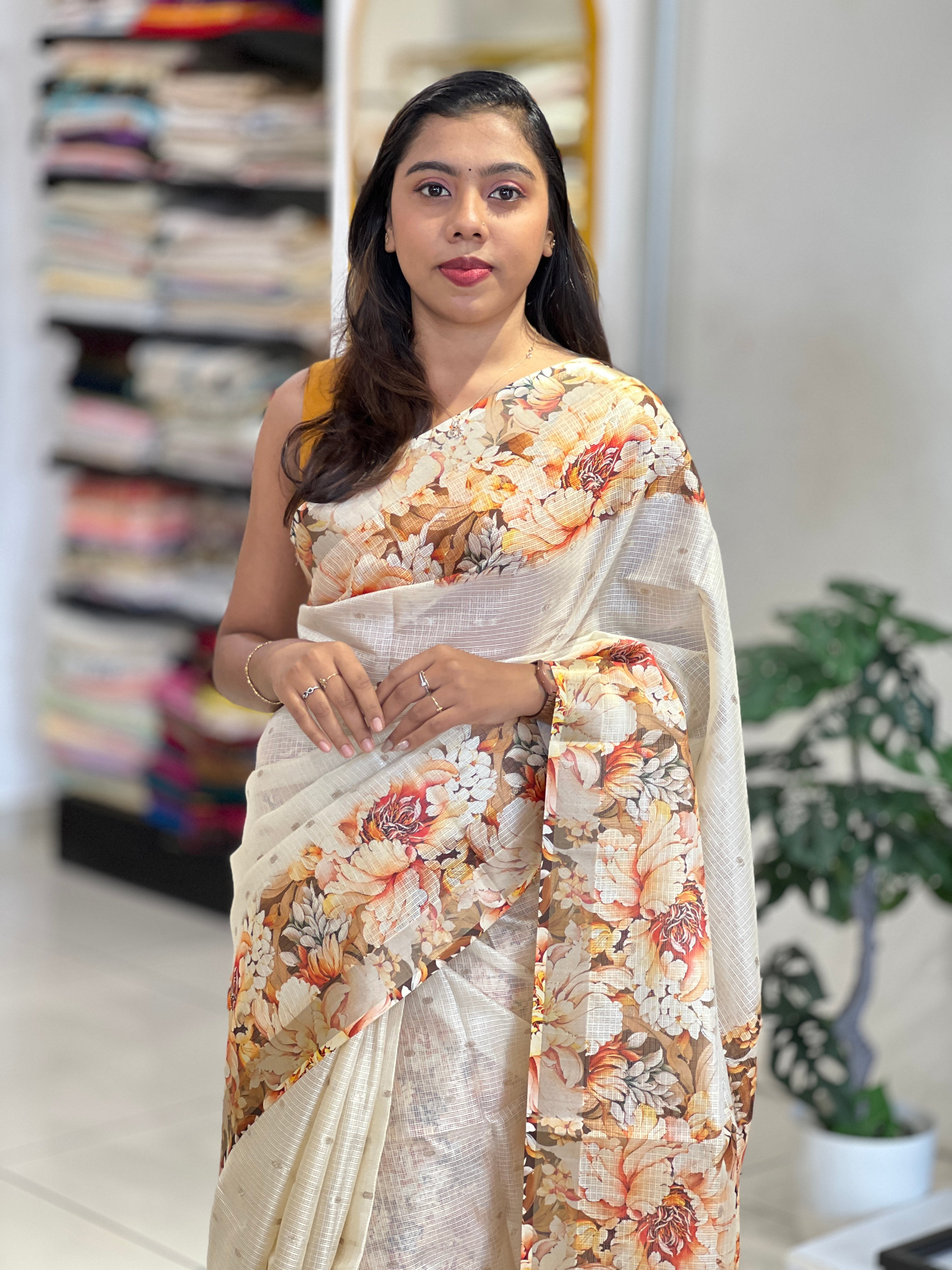 Floral Printed Kota Saree | HT390