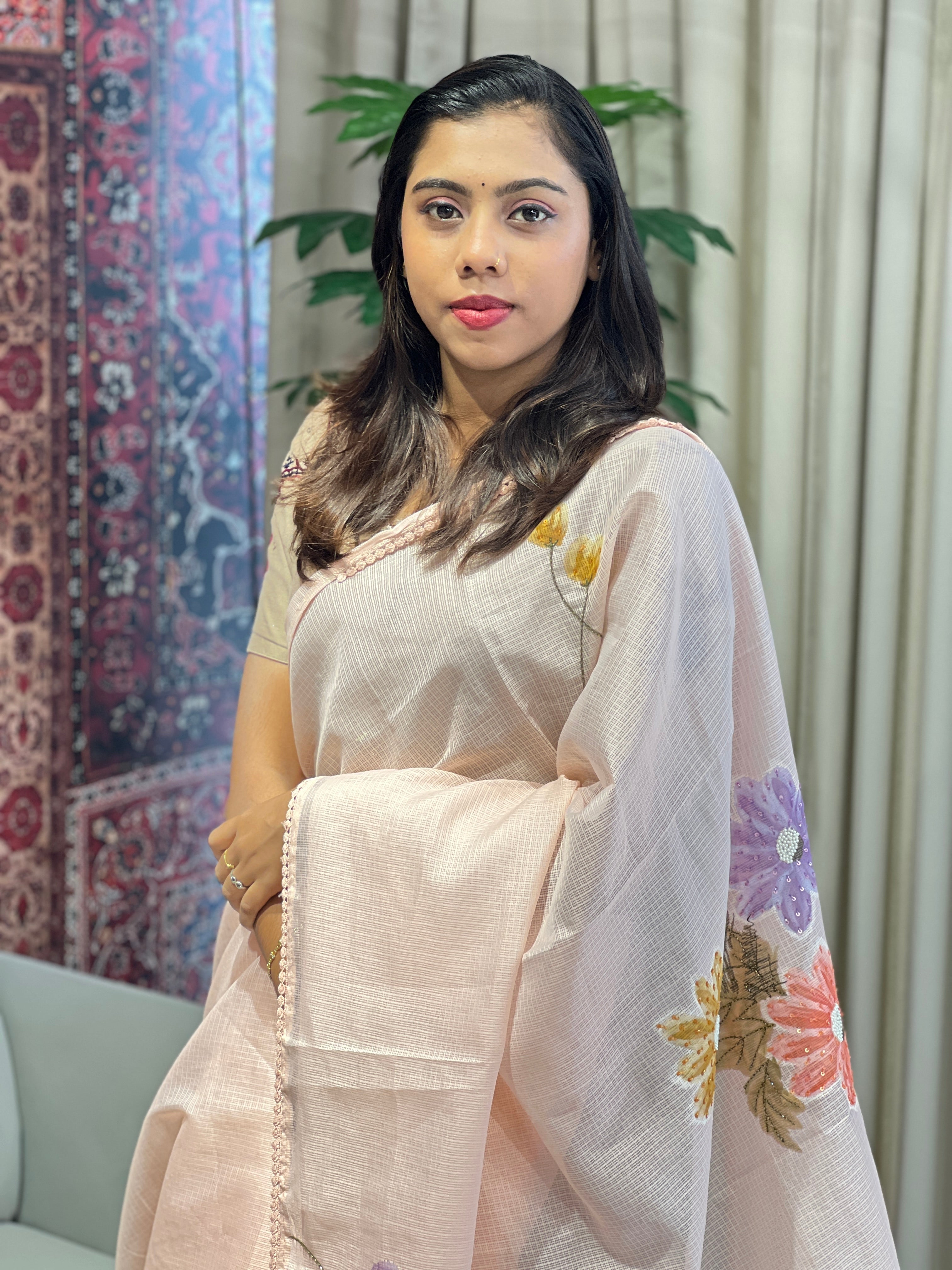 Floral Patterned Silky Kota Saree | BLD1851