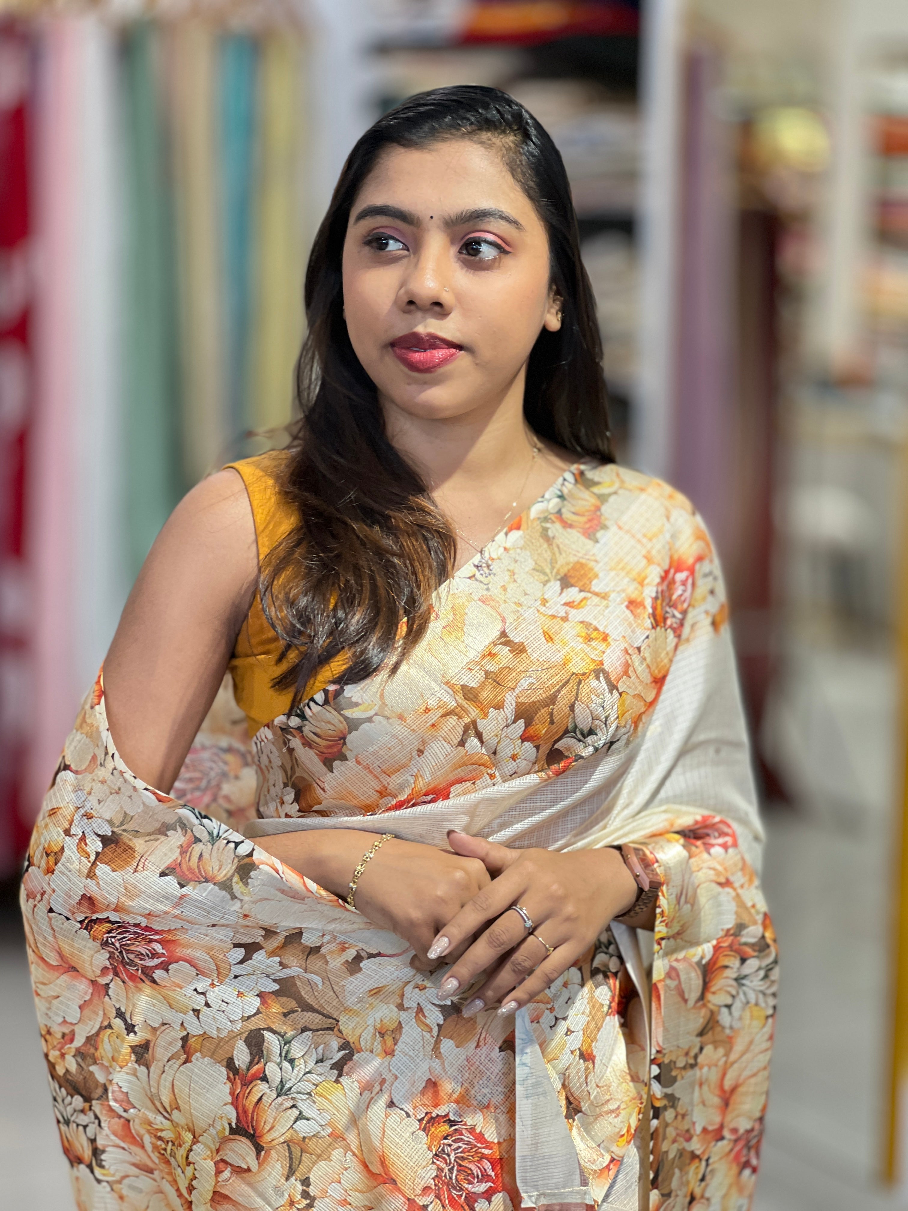 Floral Printed Kota Saree | HT390