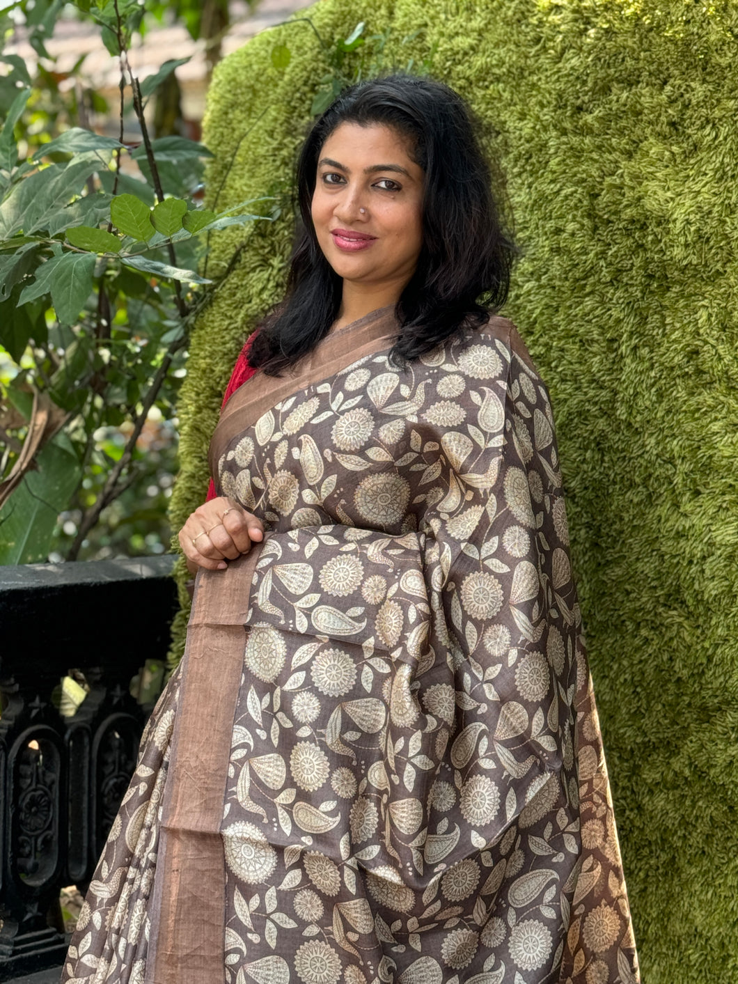 Floral Printed Desi Tussar Saree | RGD157