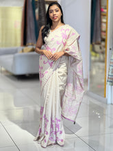 Floral Applique Detailed Tussar Finish Saree | BLD629