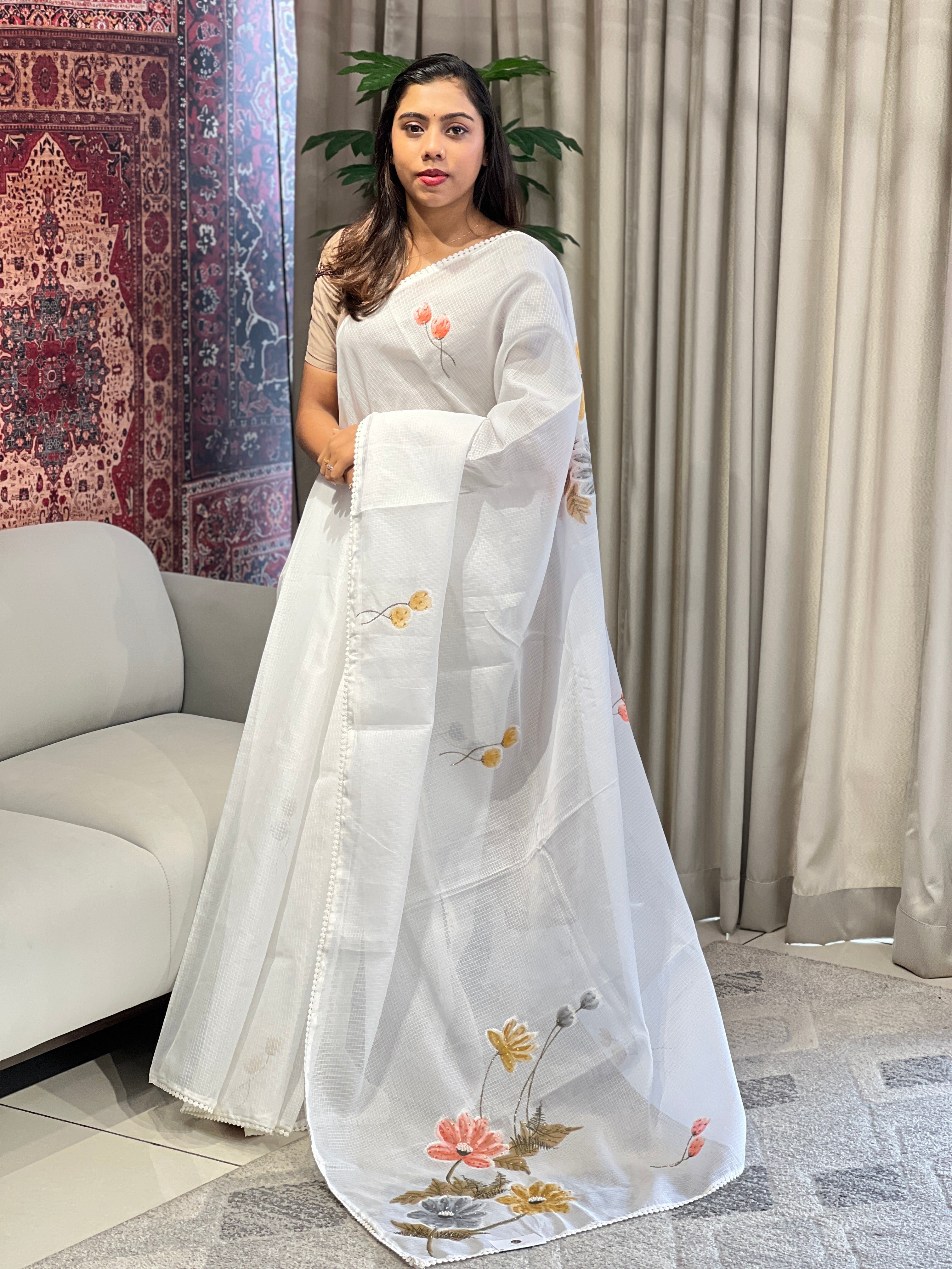 Floral Patterned Silky Kota Saree | BLD1852