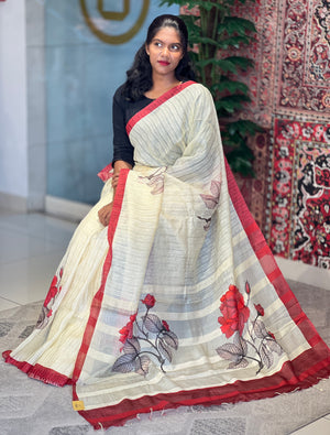 Rose Digital Printed Tussar Saree | MR171