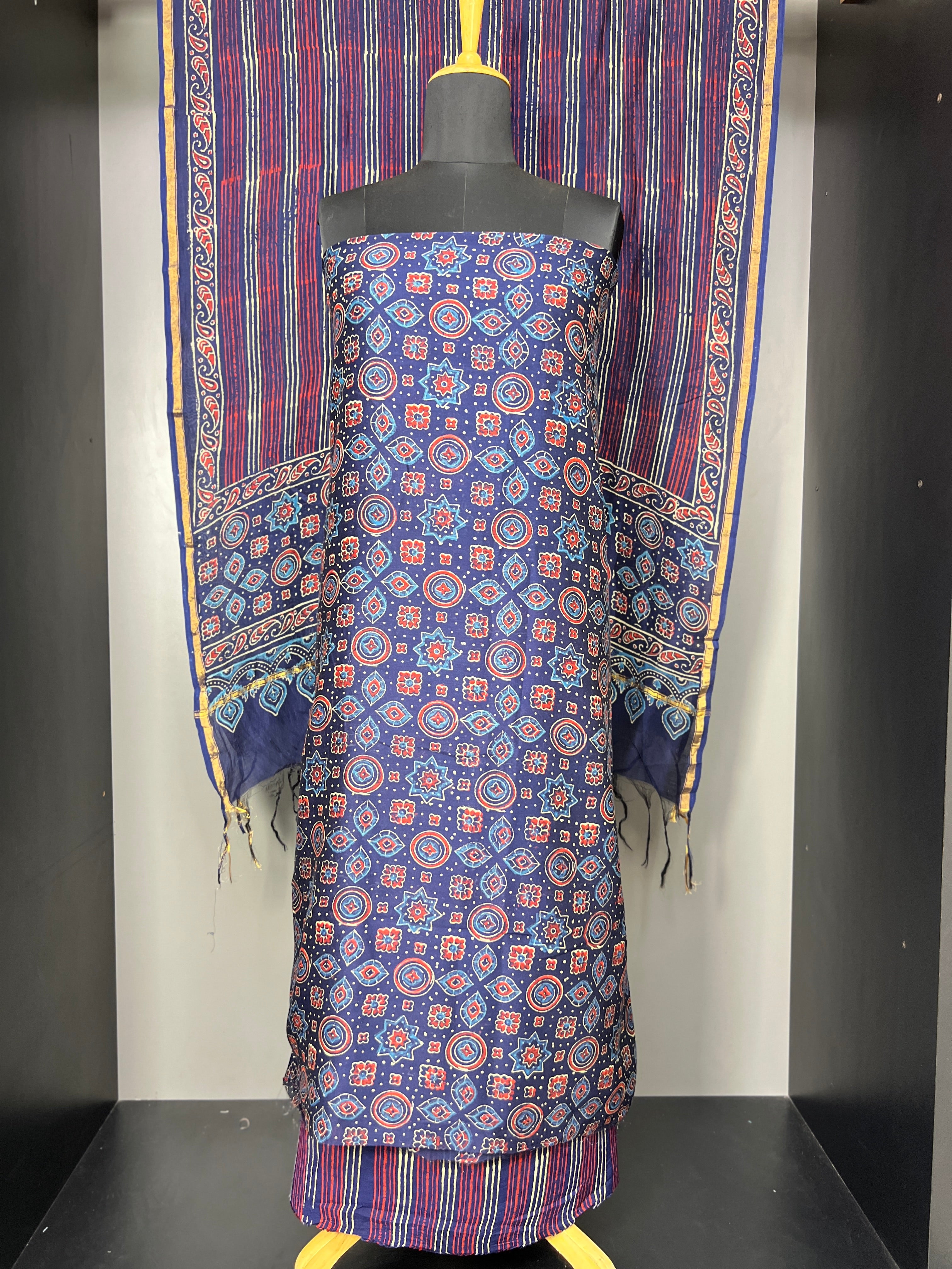 Ajrak Print Patterned Chanderi Salwar Set | JKL496