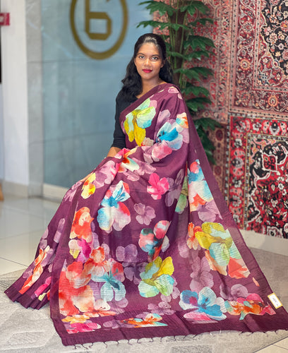 Floral Digital Printed Tussar Saree | MR173