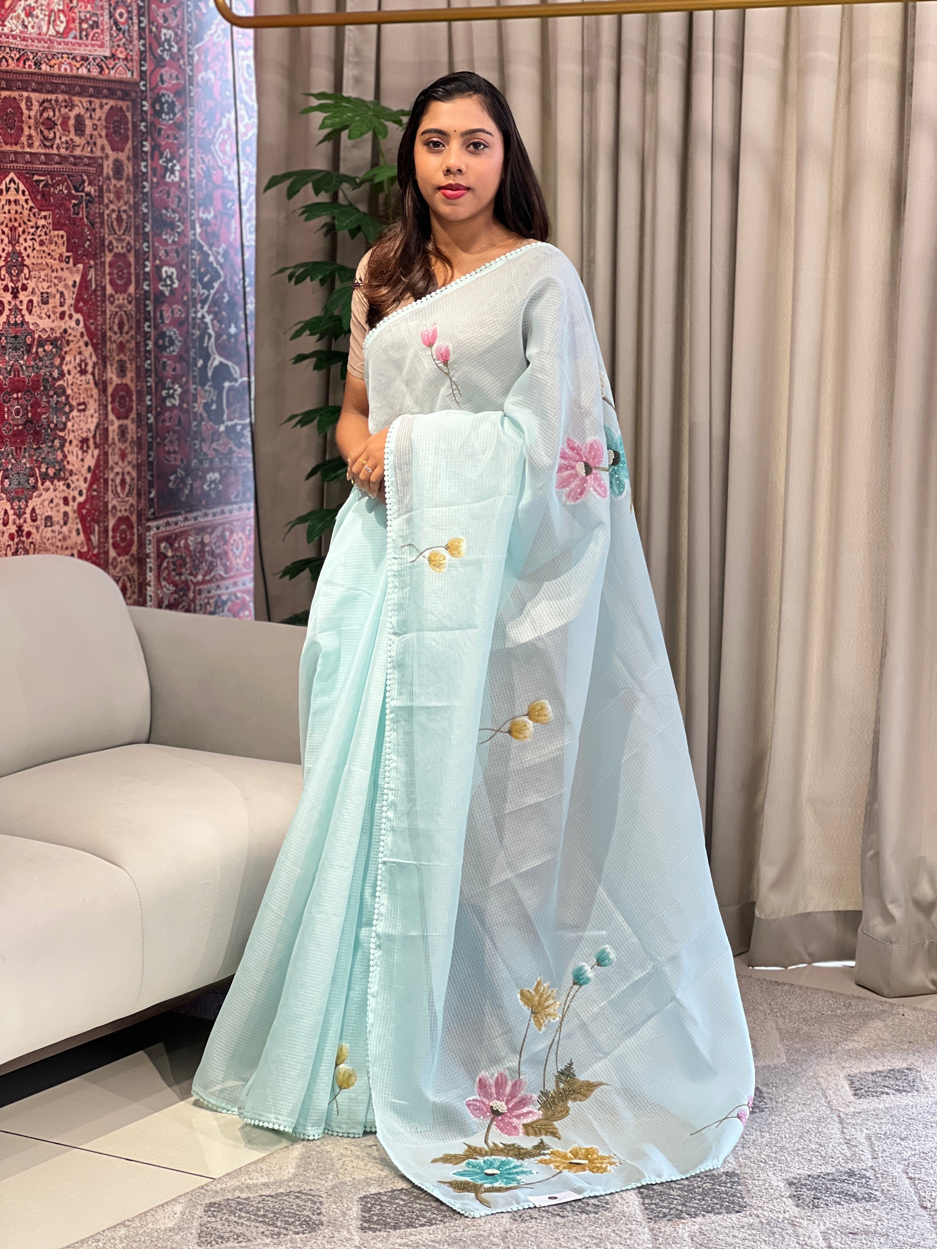 Floral Patterned Silky Kota Saree | BLD1850