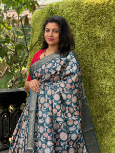 Floral Printed Desi Tussar Saree | RGD157