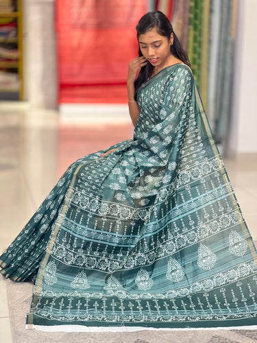 Printed Chanderi Finish Saree | VDA115