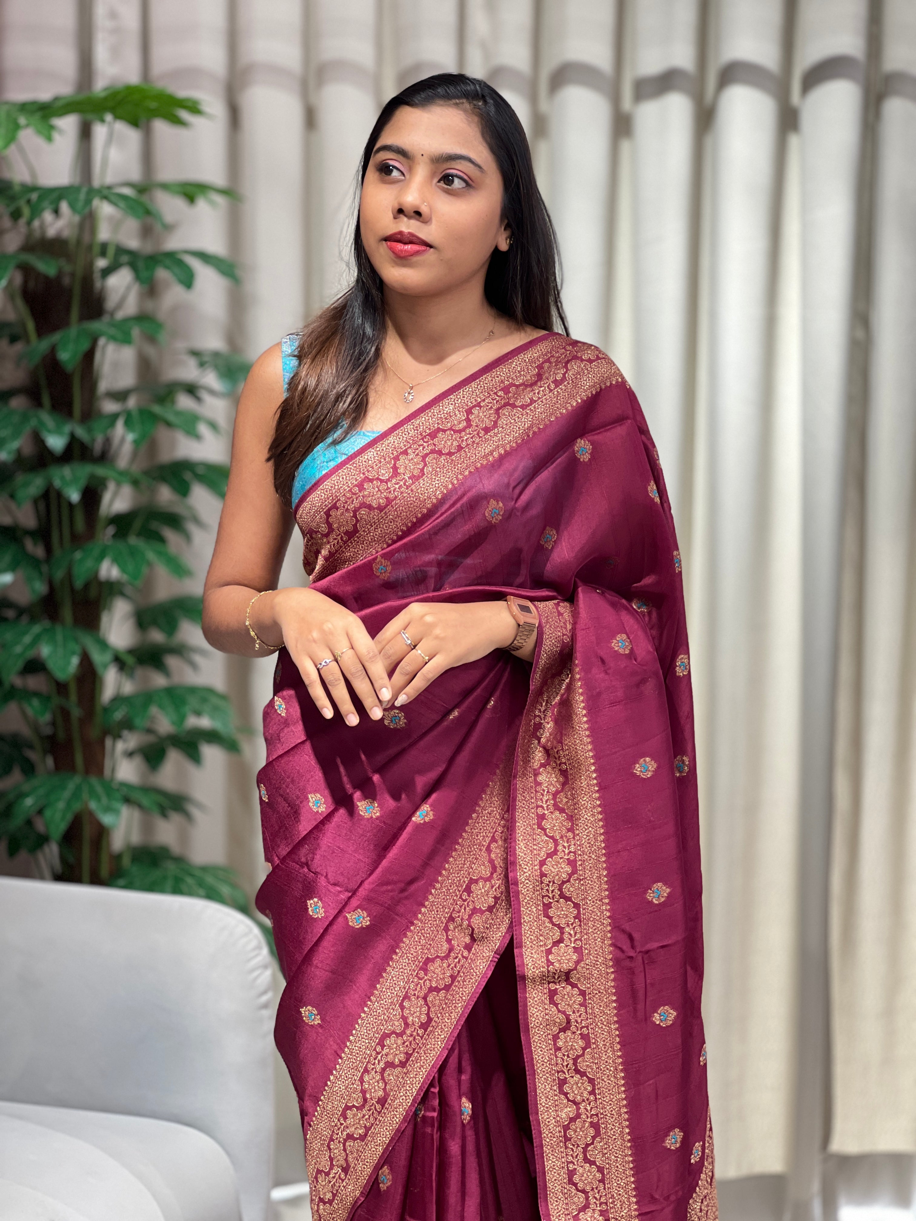 Zari and Thread Butta Detailed Semi Tussar Saree | YNG1181